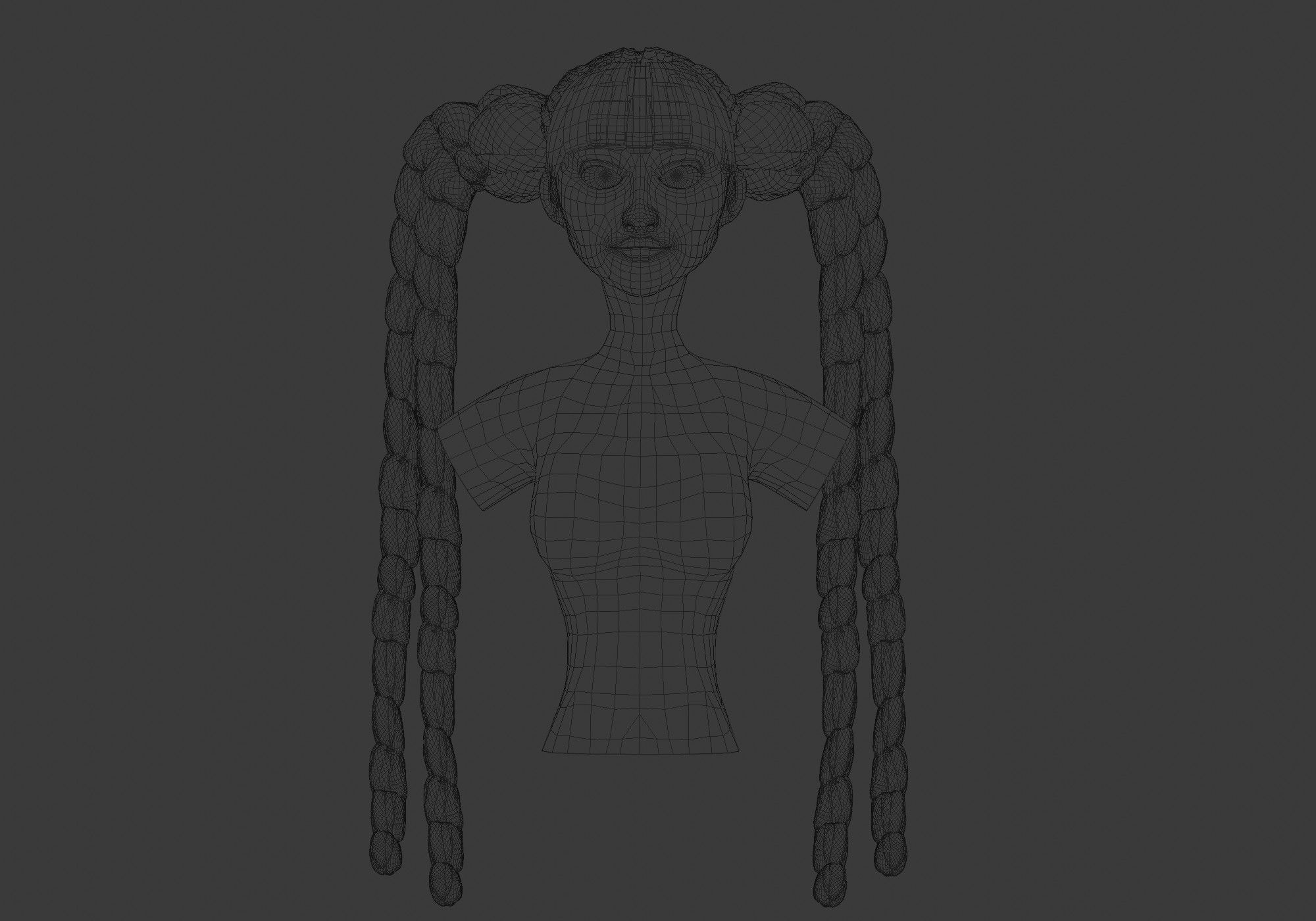 Ponytails Long Hairstyle 3D model_5