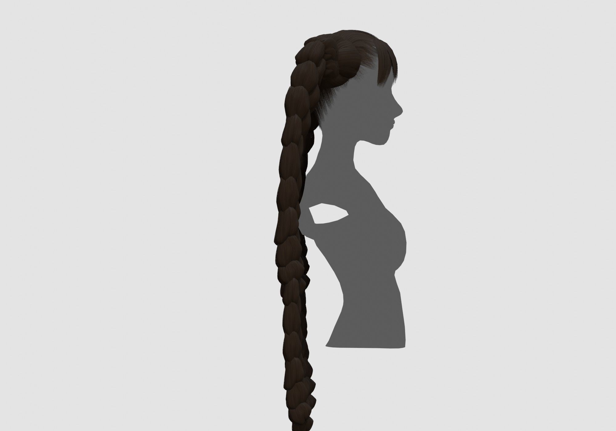 Ponytails Long Hairstyle 3D model_2