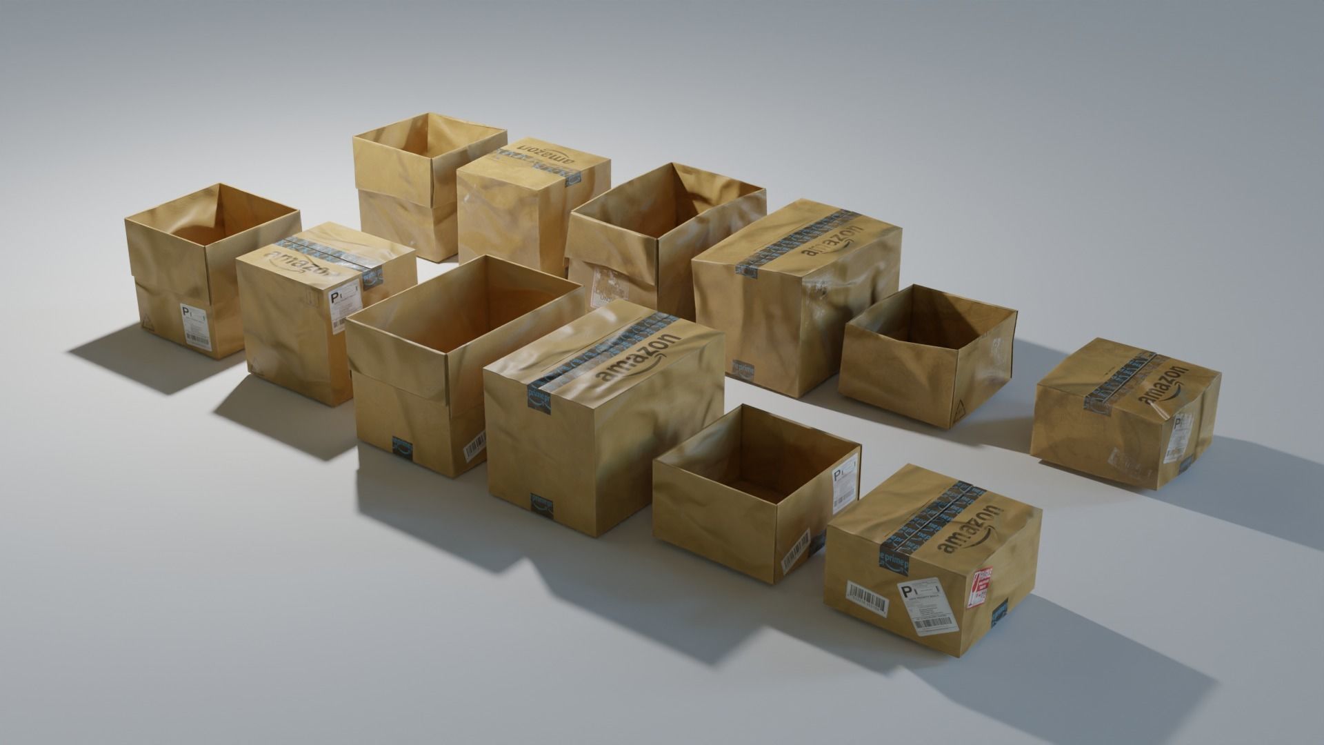Ultimate Cardboard Box Pack with 8 - 4K texture Sets Low-poly 3D model_4