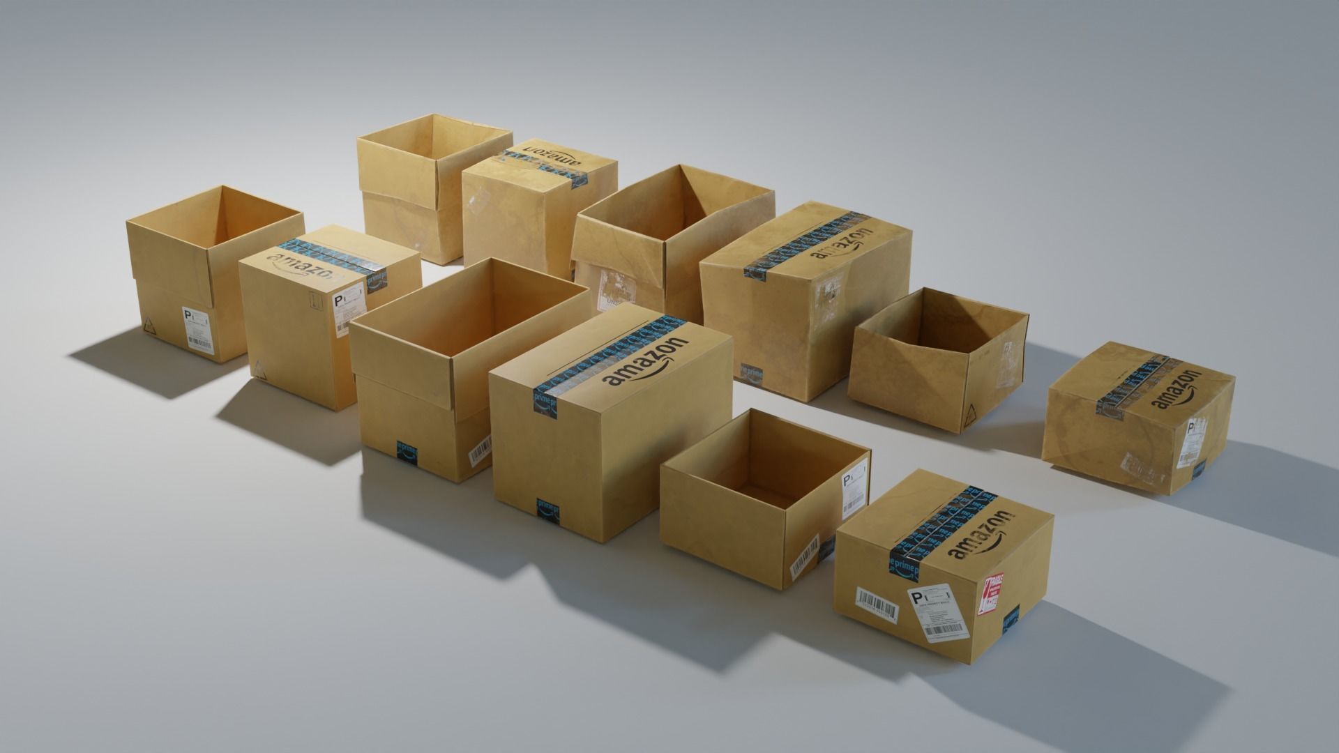 Ultimate Cardboard Box Pack with 8 - 4K texture Sets Low-poly 3D model_8