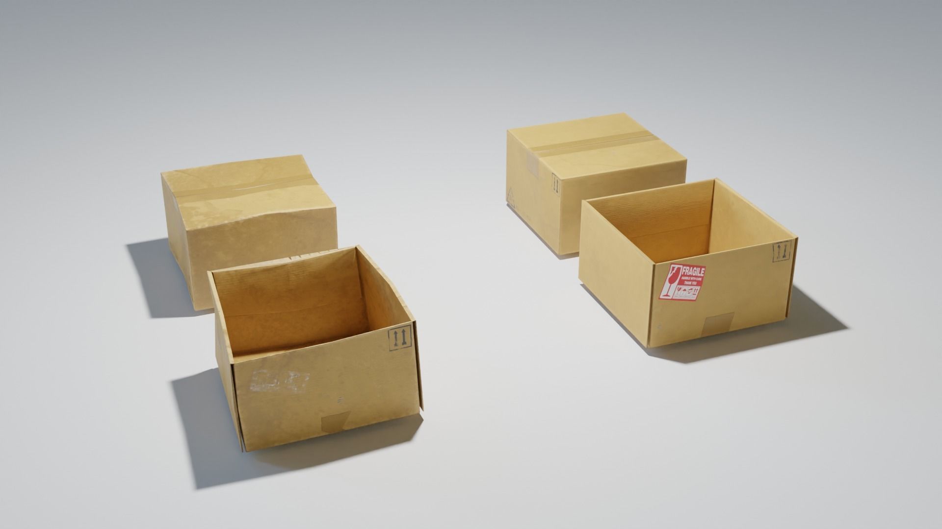 Ultimate Cardboard Box Pack with 8 - 4K texture Sets Low-poly 3D model_11