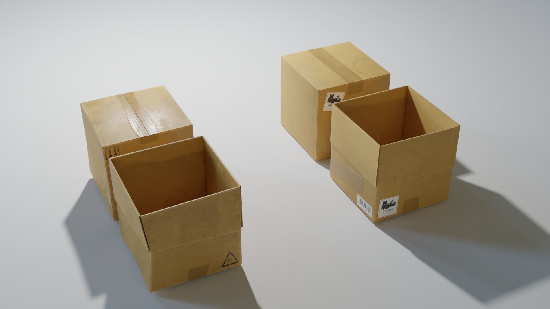 Ultimate Cardboard Box Pack with 8 - 4K texture Sets Low-poly 3D model_12