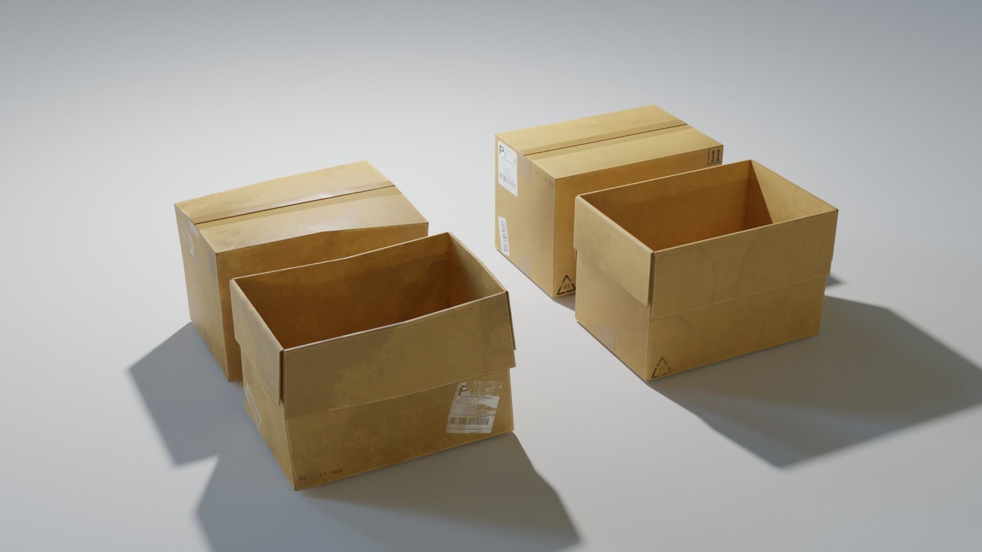 Ultimate Cardboard Box Pack with 8 - 4K texture Sets Low-poly 3D model_10