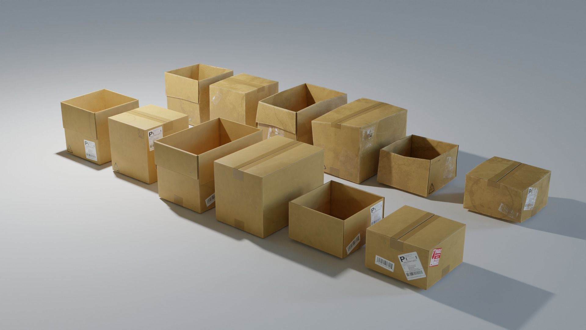 Ultimate Cardboard Box Pack with 8 - 4K texture Sets Low-poly 3D model_2