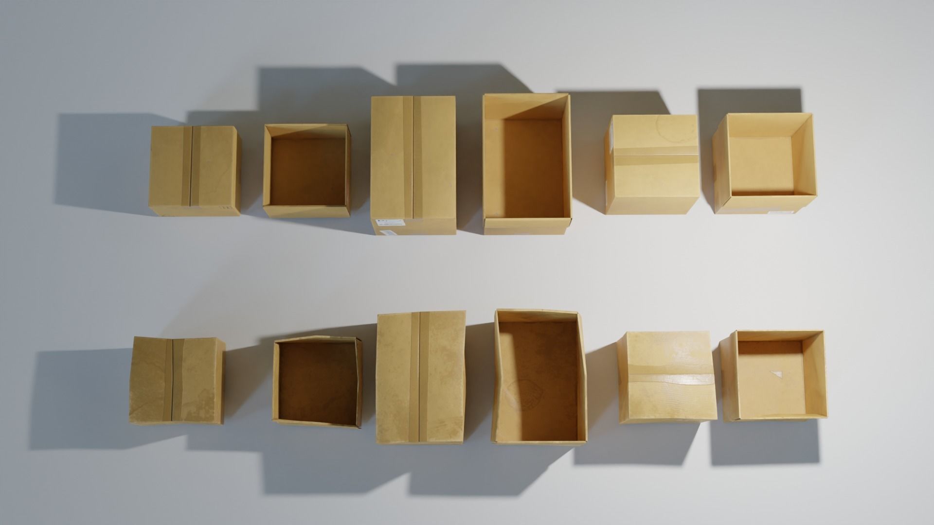 Ultimate Cardboard Box Pack with 8 - 4K texture Sets Low-poly 3D model_9