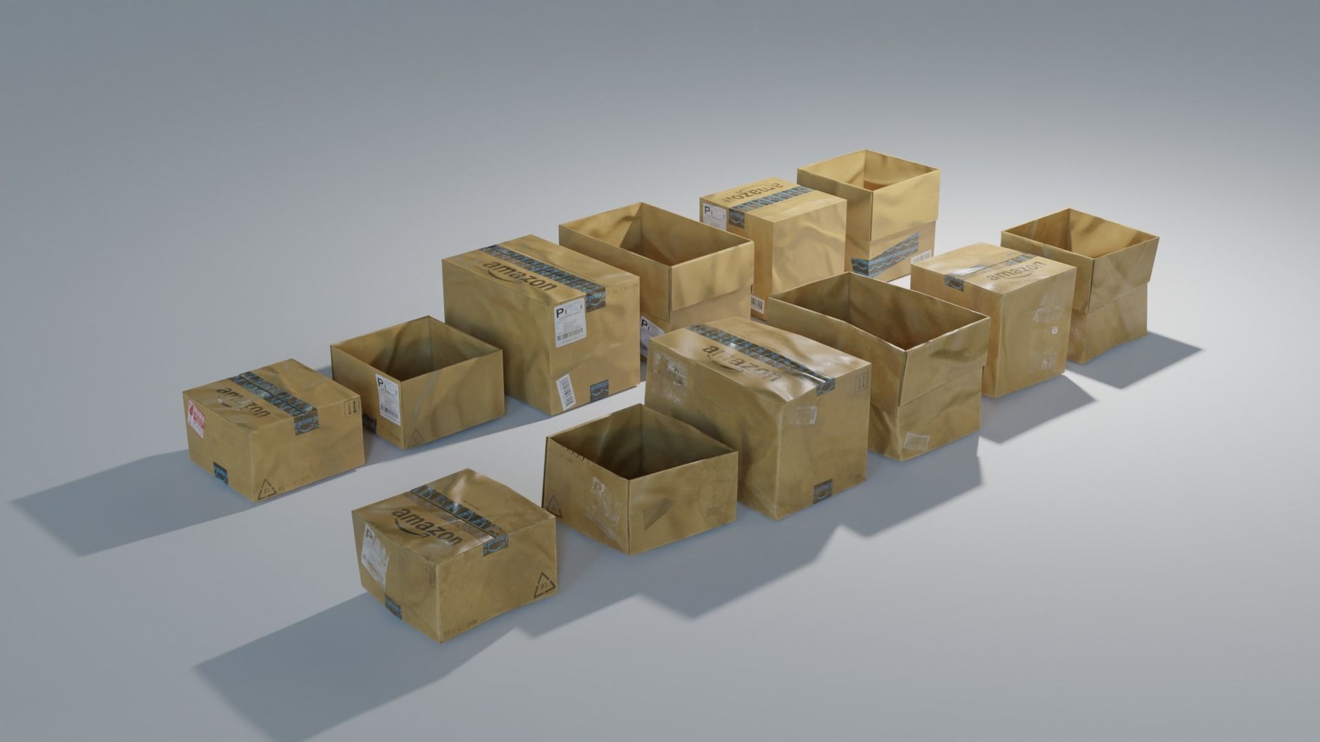 Ultimate Cardboard Box Pack with 8 - 4K texture Sets Low-poly 3D model_5
