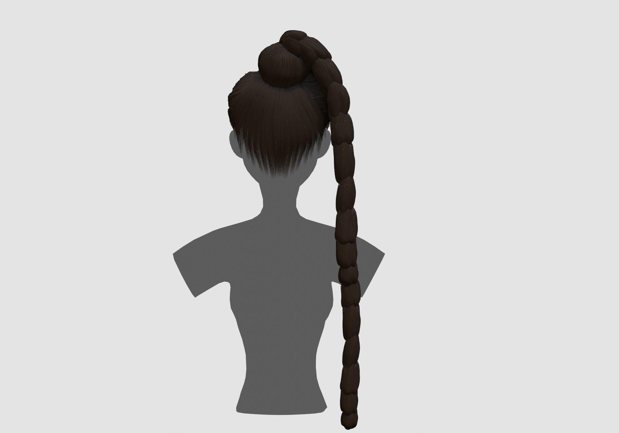 Long Ponytail Hairstyle 3D model_4