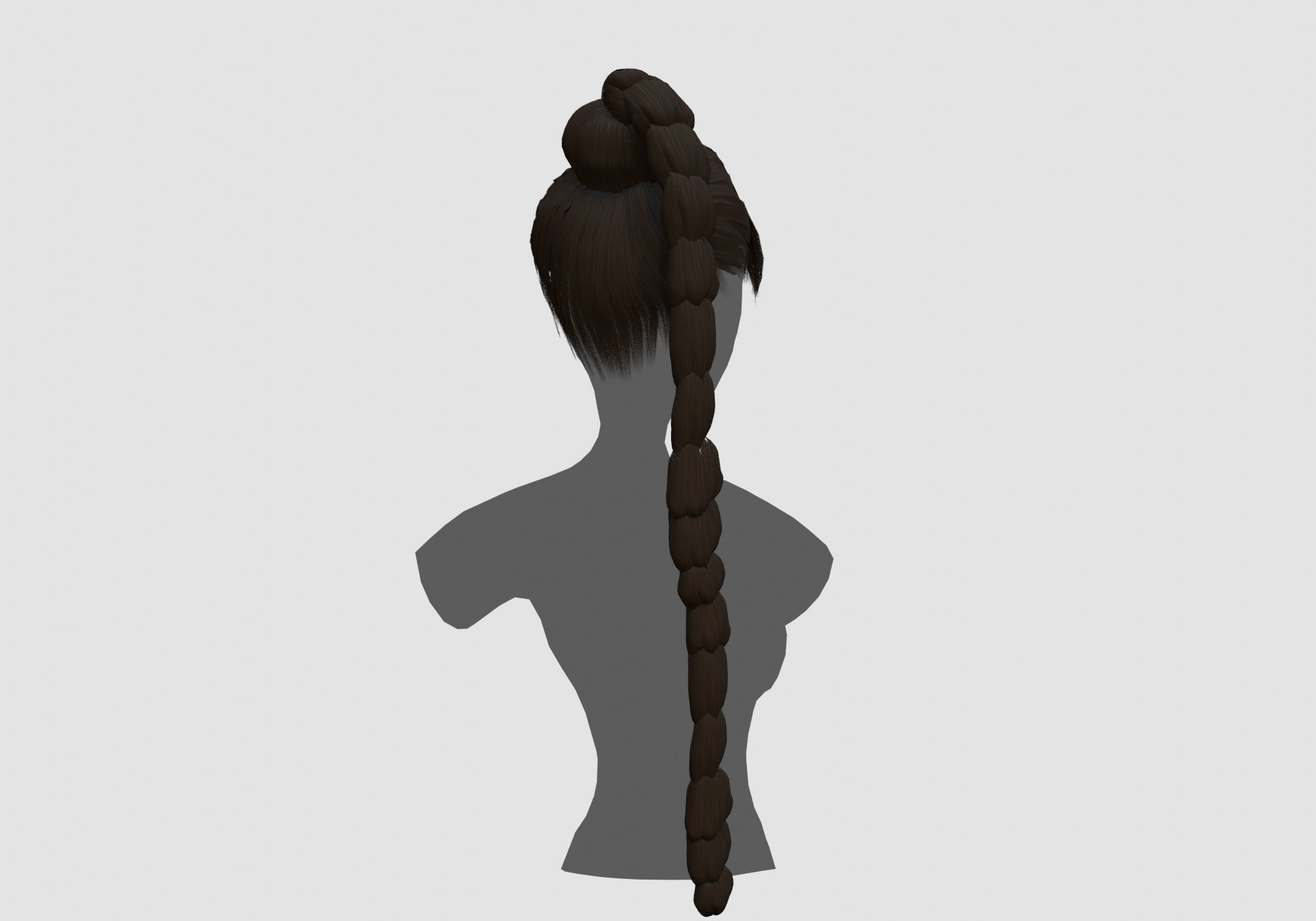 Long Ponytail Hairstyle 3D model_3