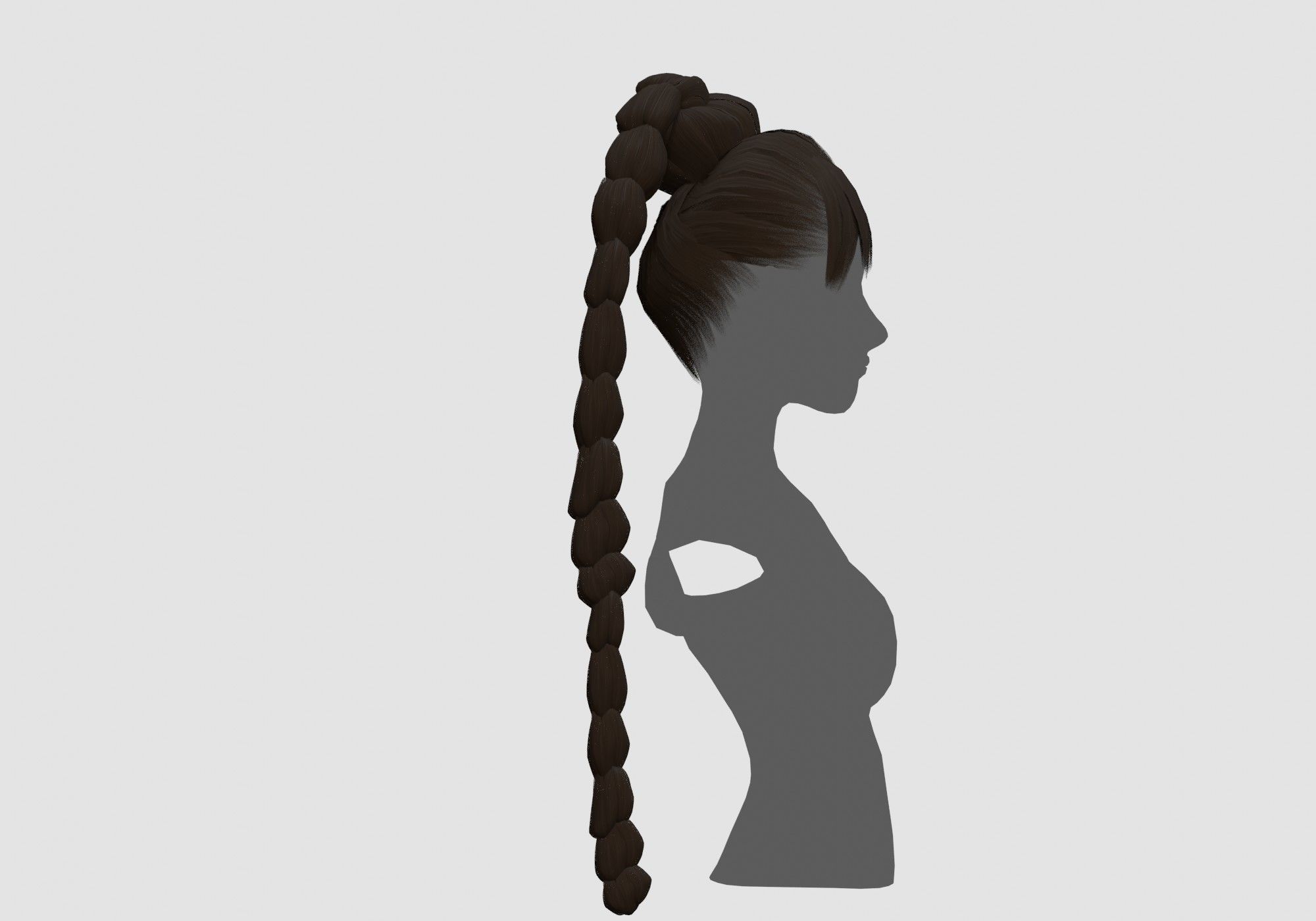 Long Ponytail Hairstyle 3D model_2