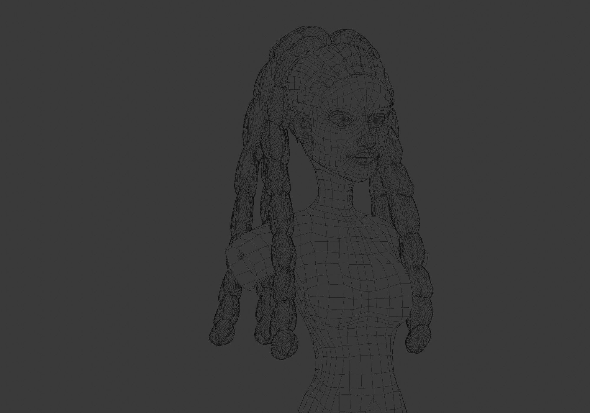 Long Female Hairstyle 3D model_6