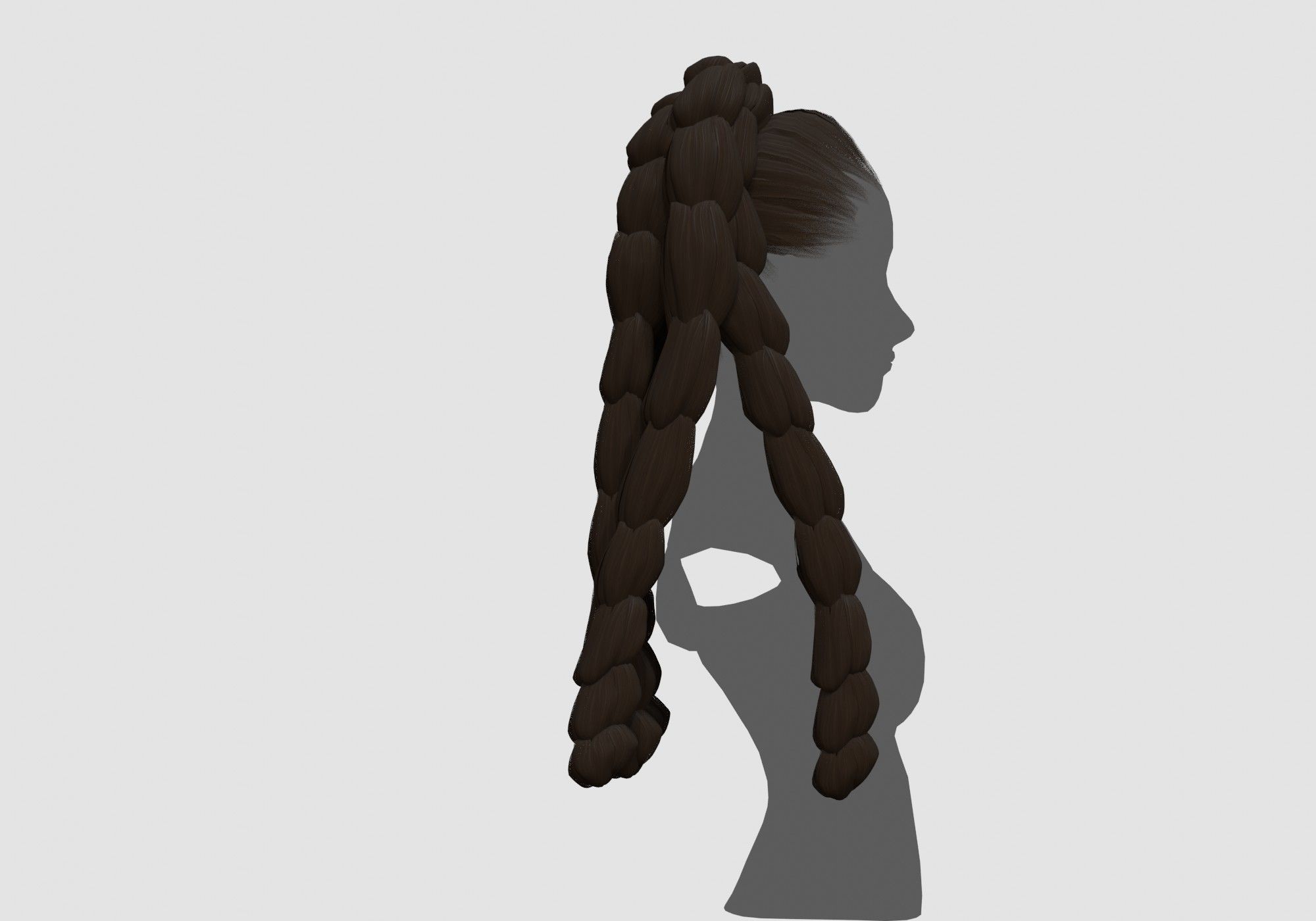 Long Female Hairstyle 3D model_2