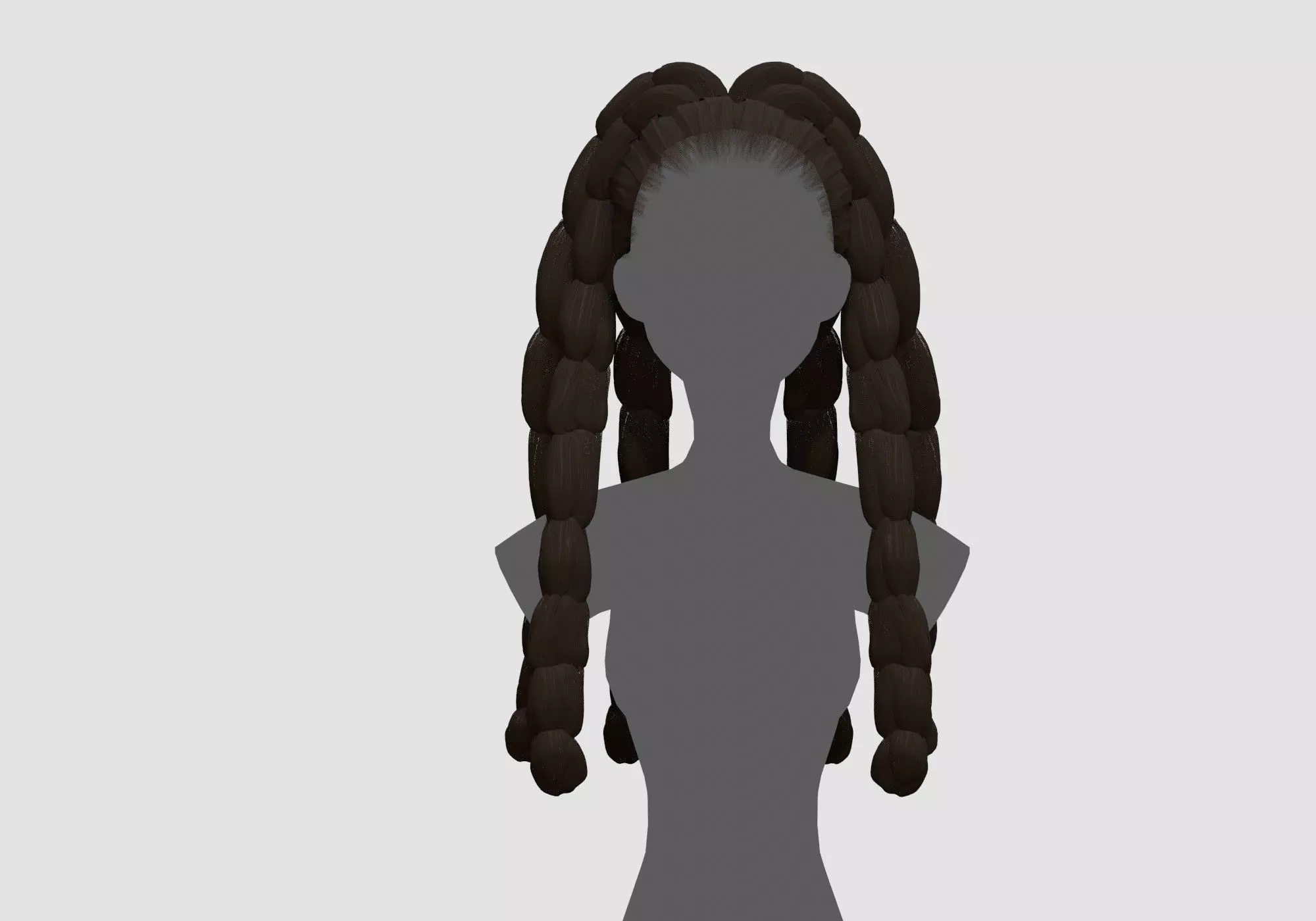 Long Female Hairstyle 3D model_0