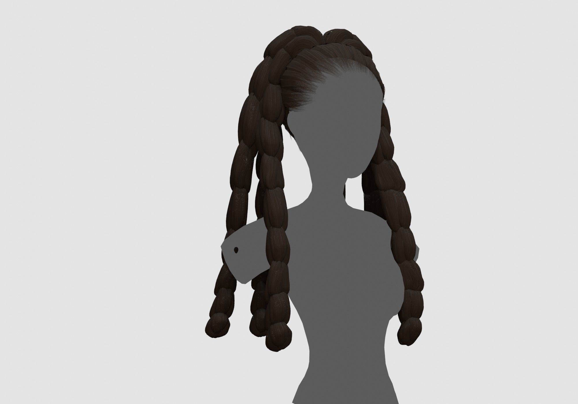 Long Female Hairstyle 3D model_1