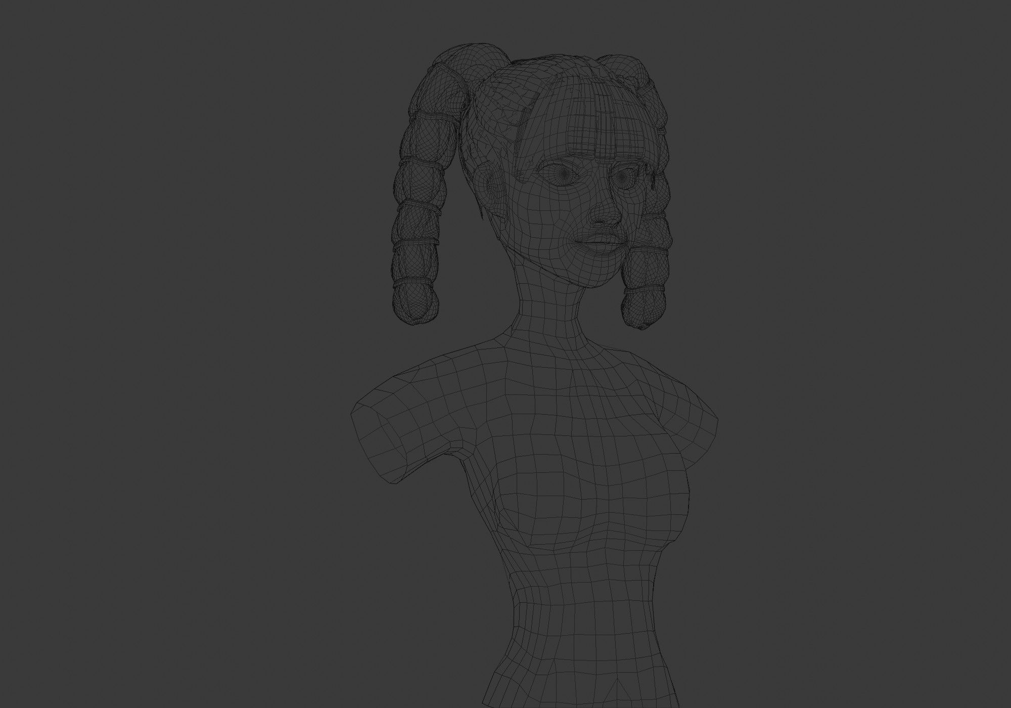 Female Stylized Hairstyle 3D model_6