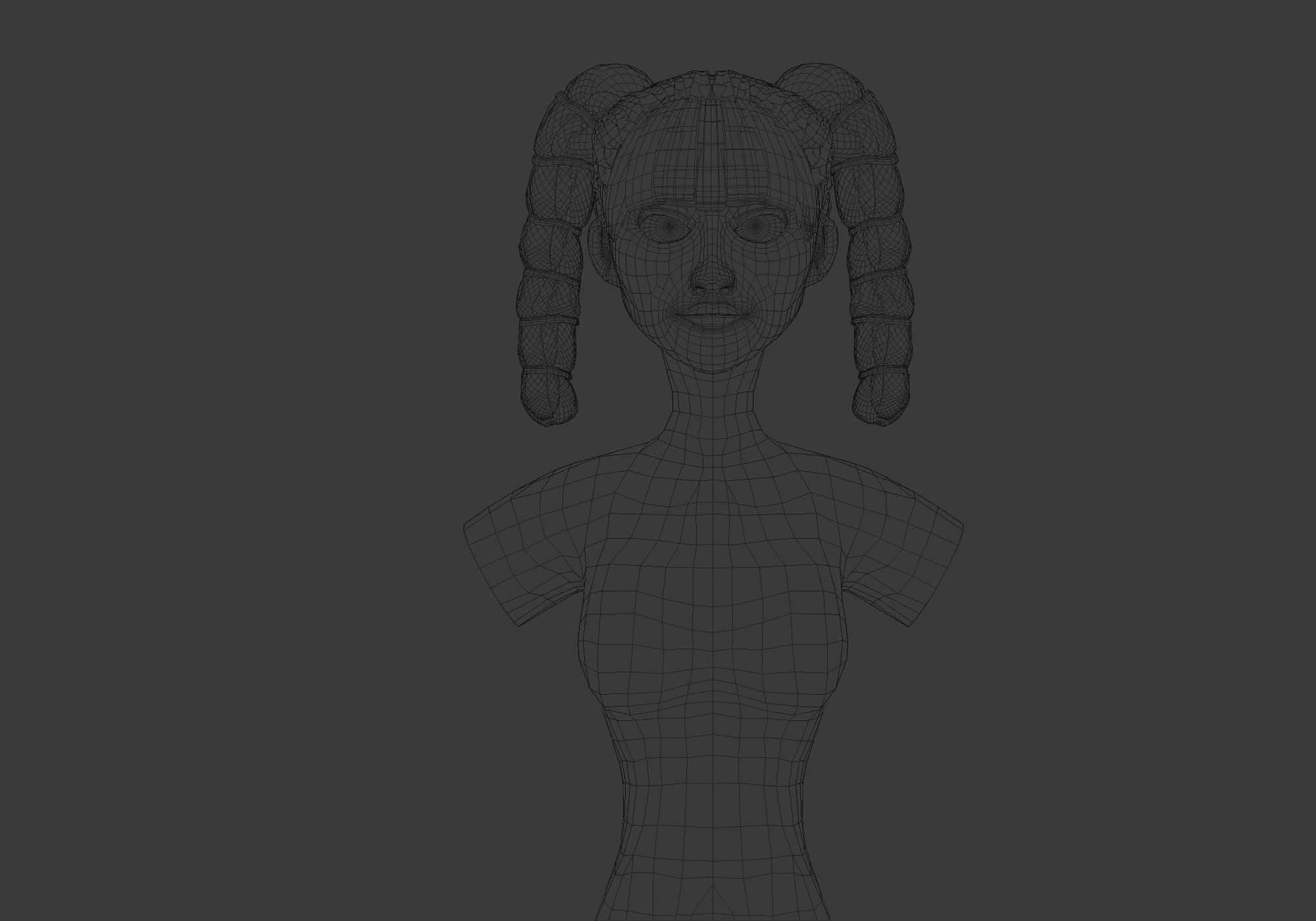 Female Stylized Hairstyle 3D model_5