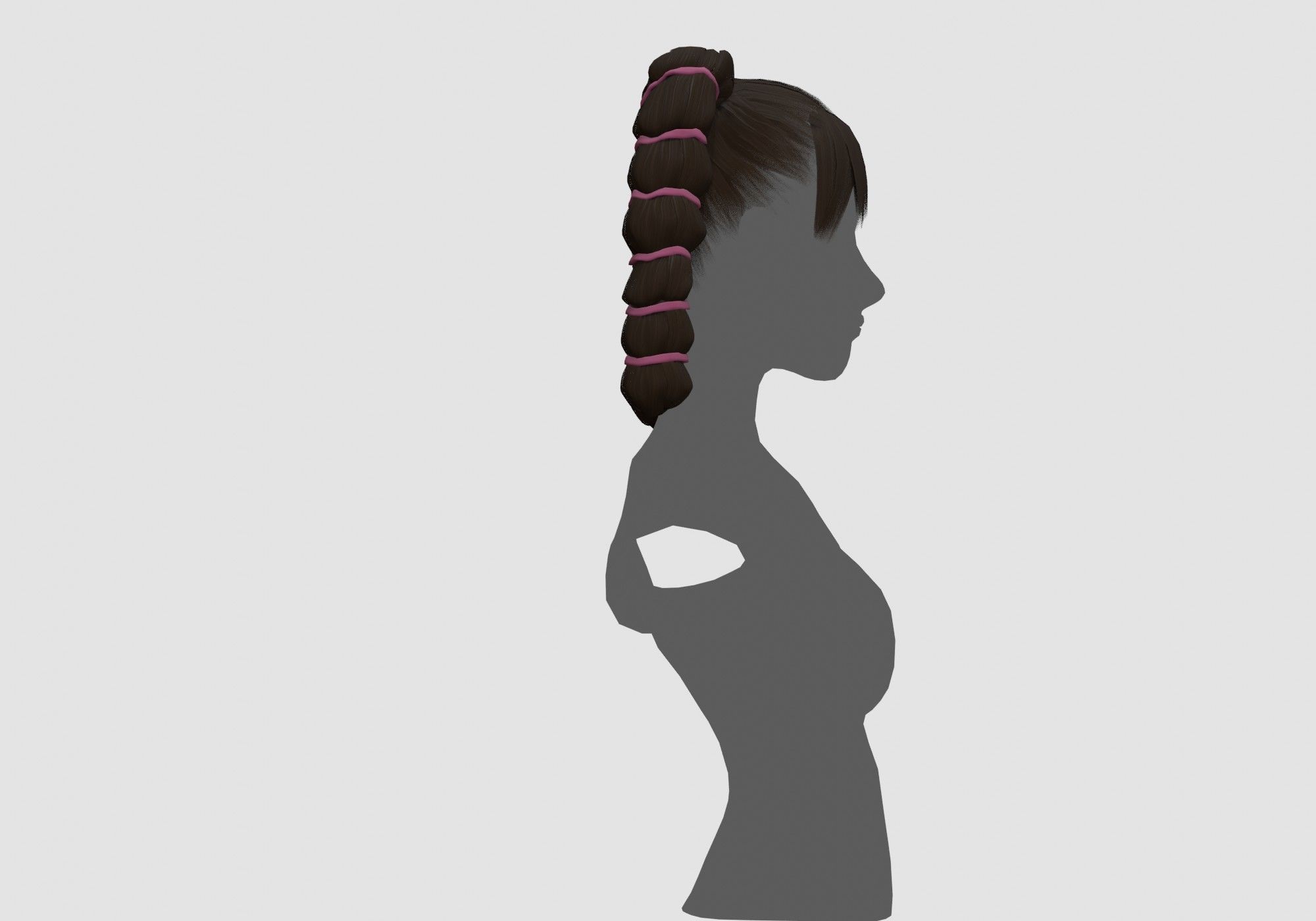 Female Stylized Hairstyle 3D model_2