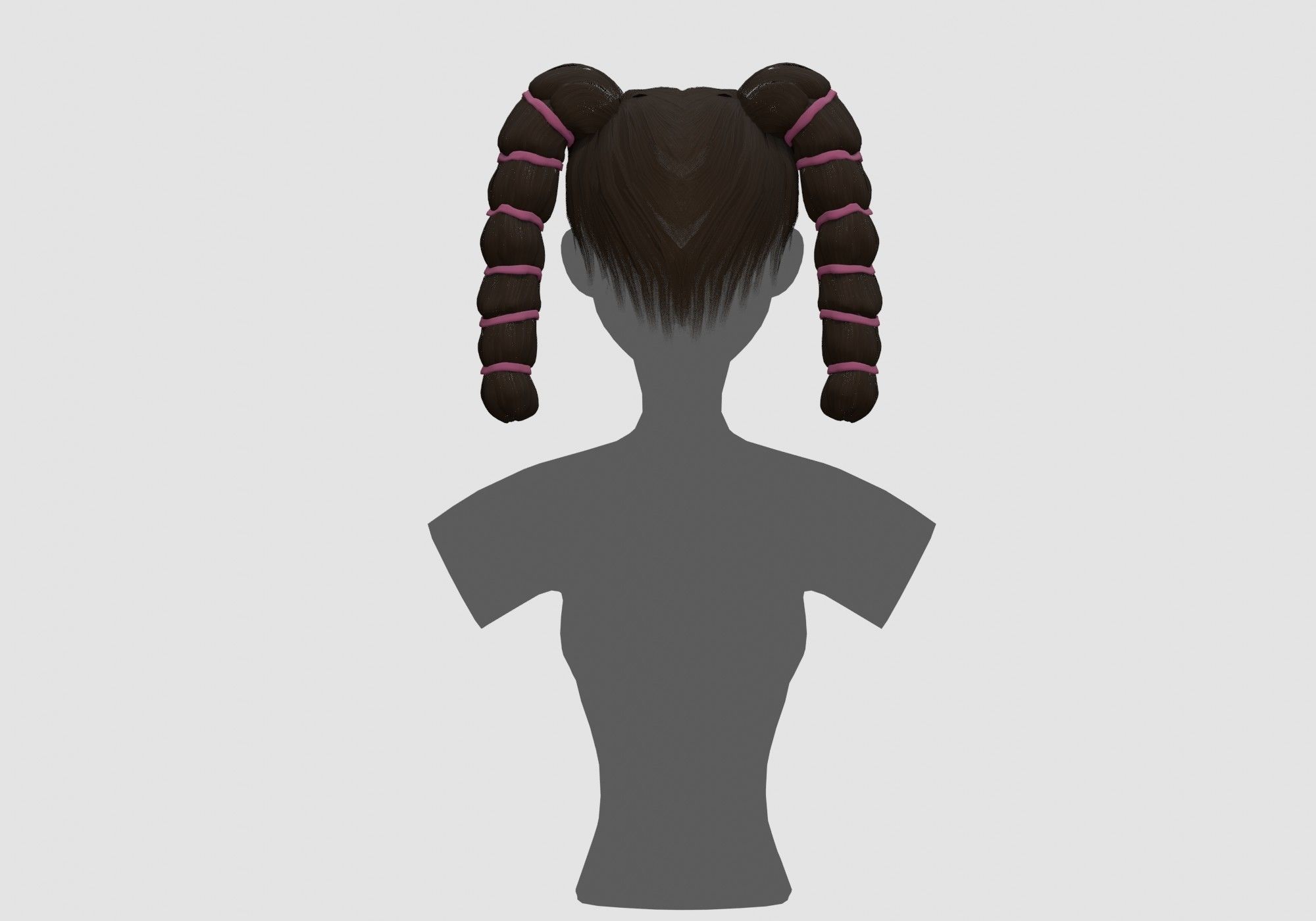 Female Stylized Hairstyle 3D model_4