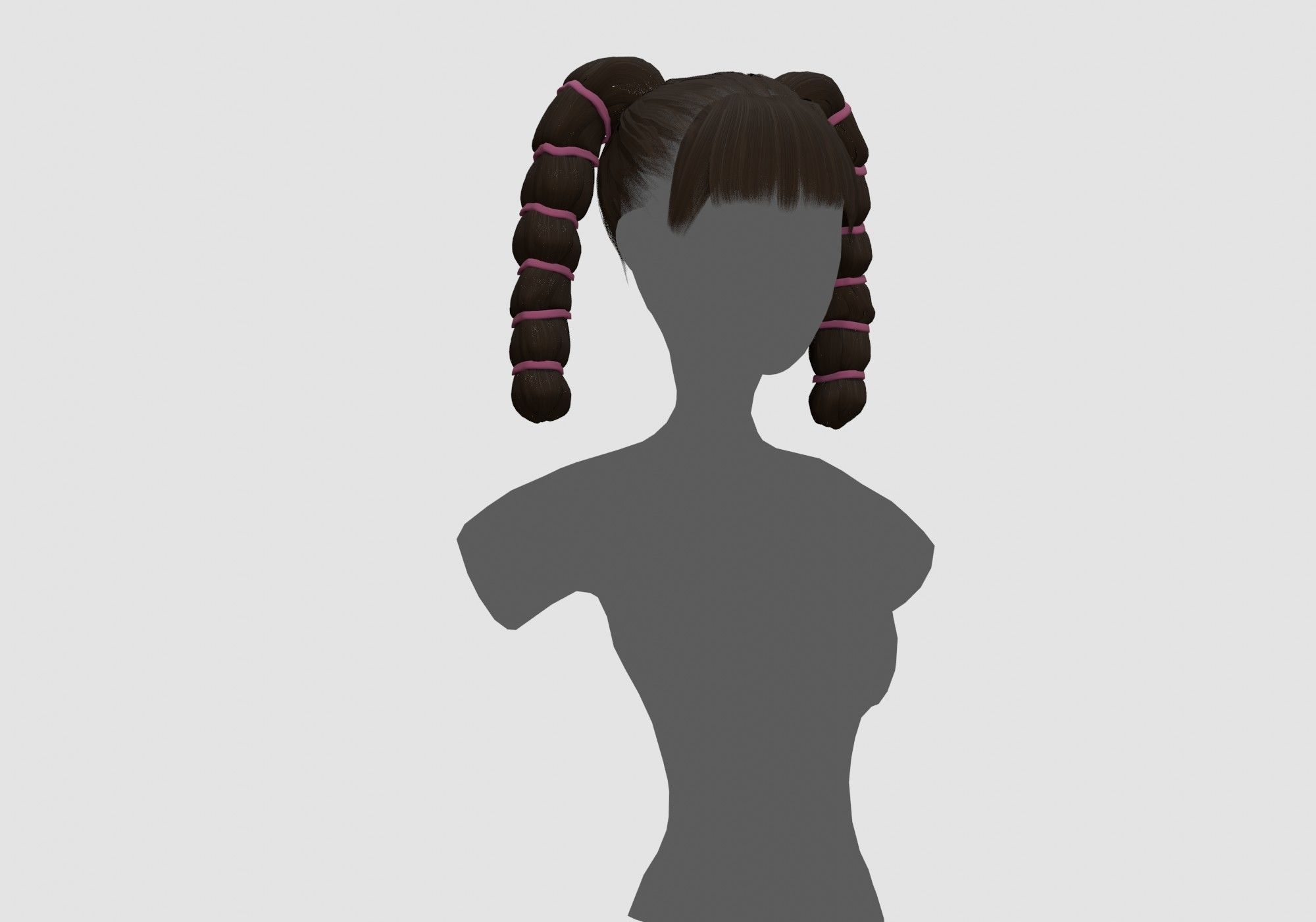 Female Stylized Hairstyle 3D model_1