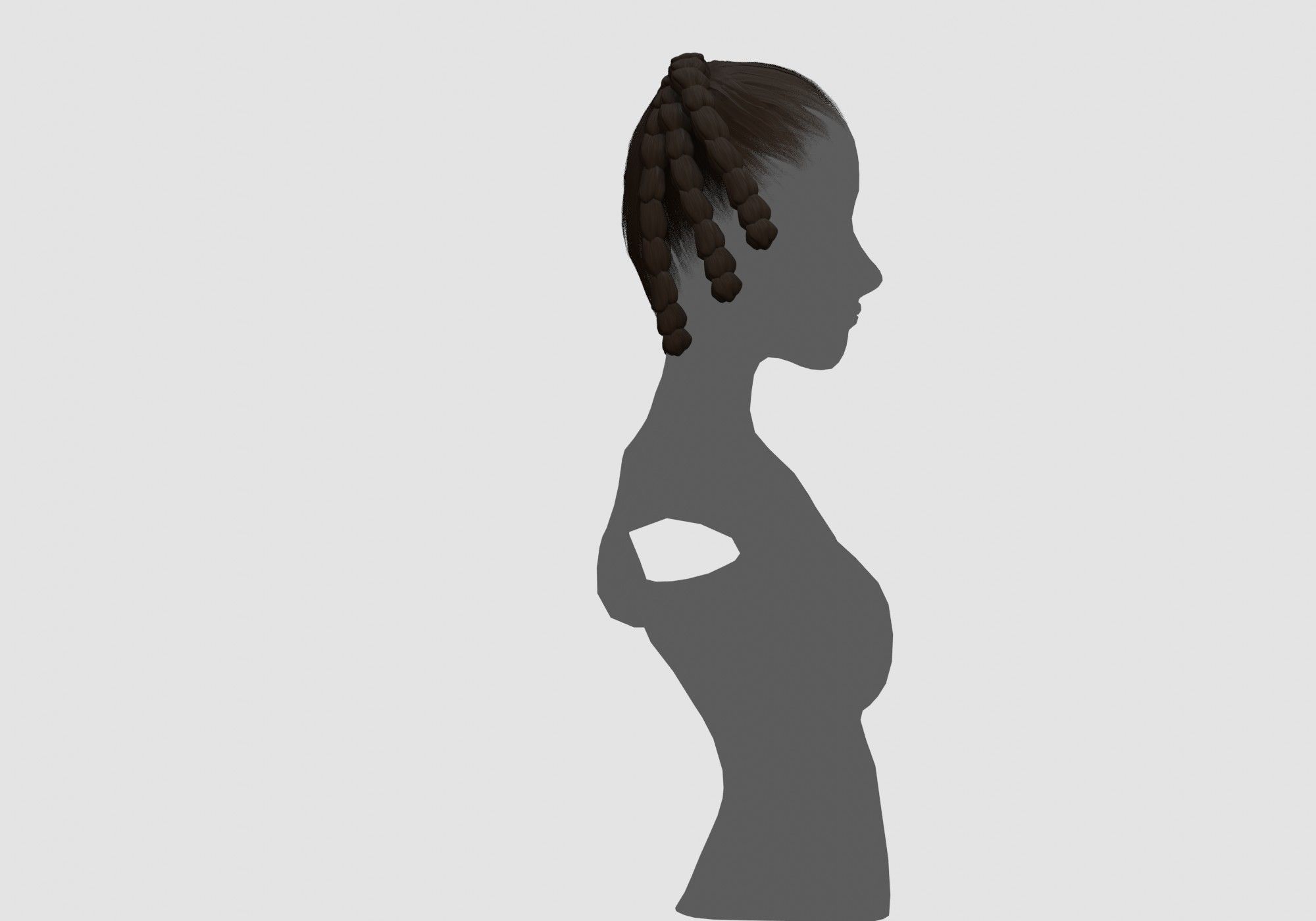 Female Short Hairstyle 3D model_2