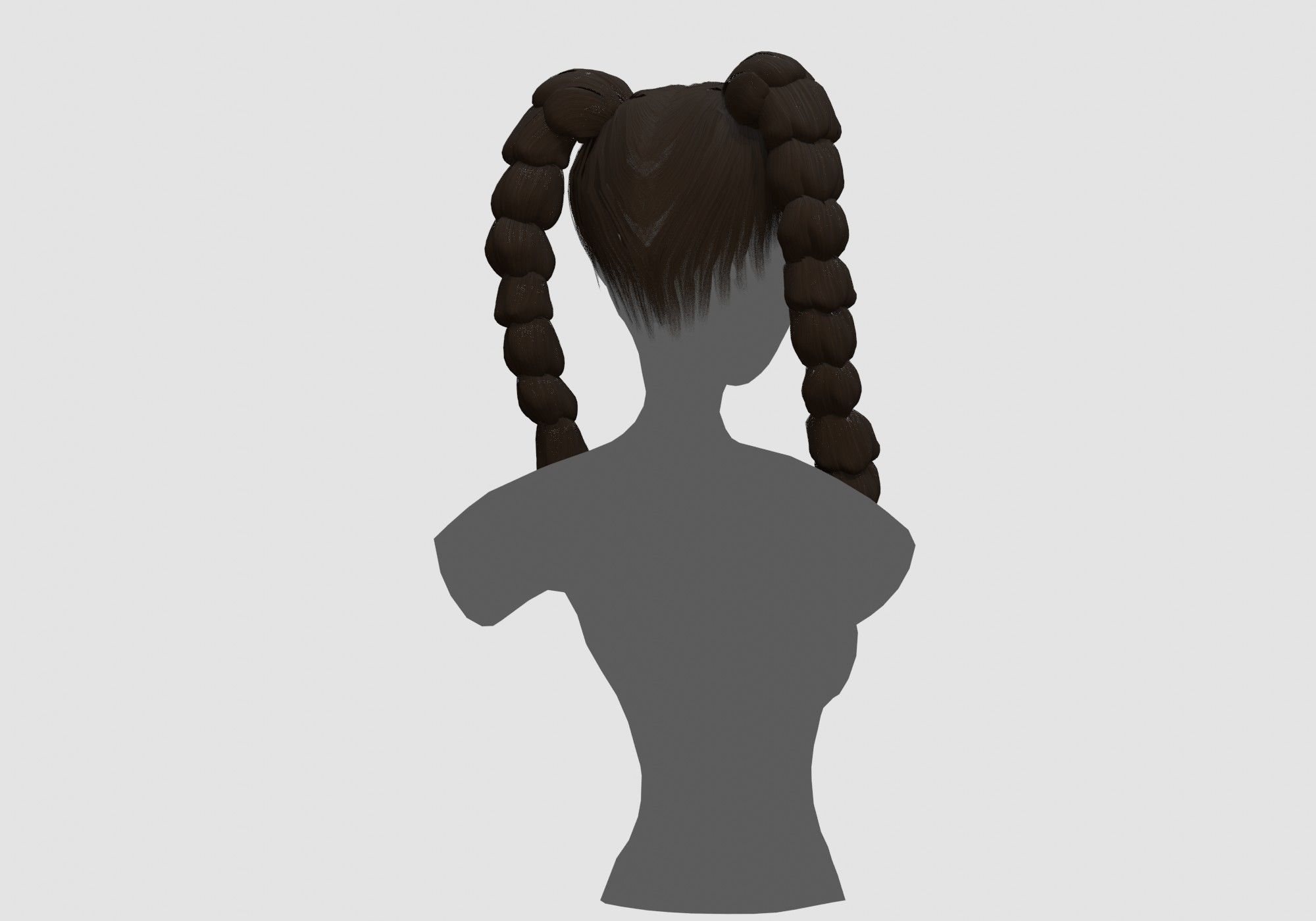 Female Ponytails Hairstyle 3D model_3