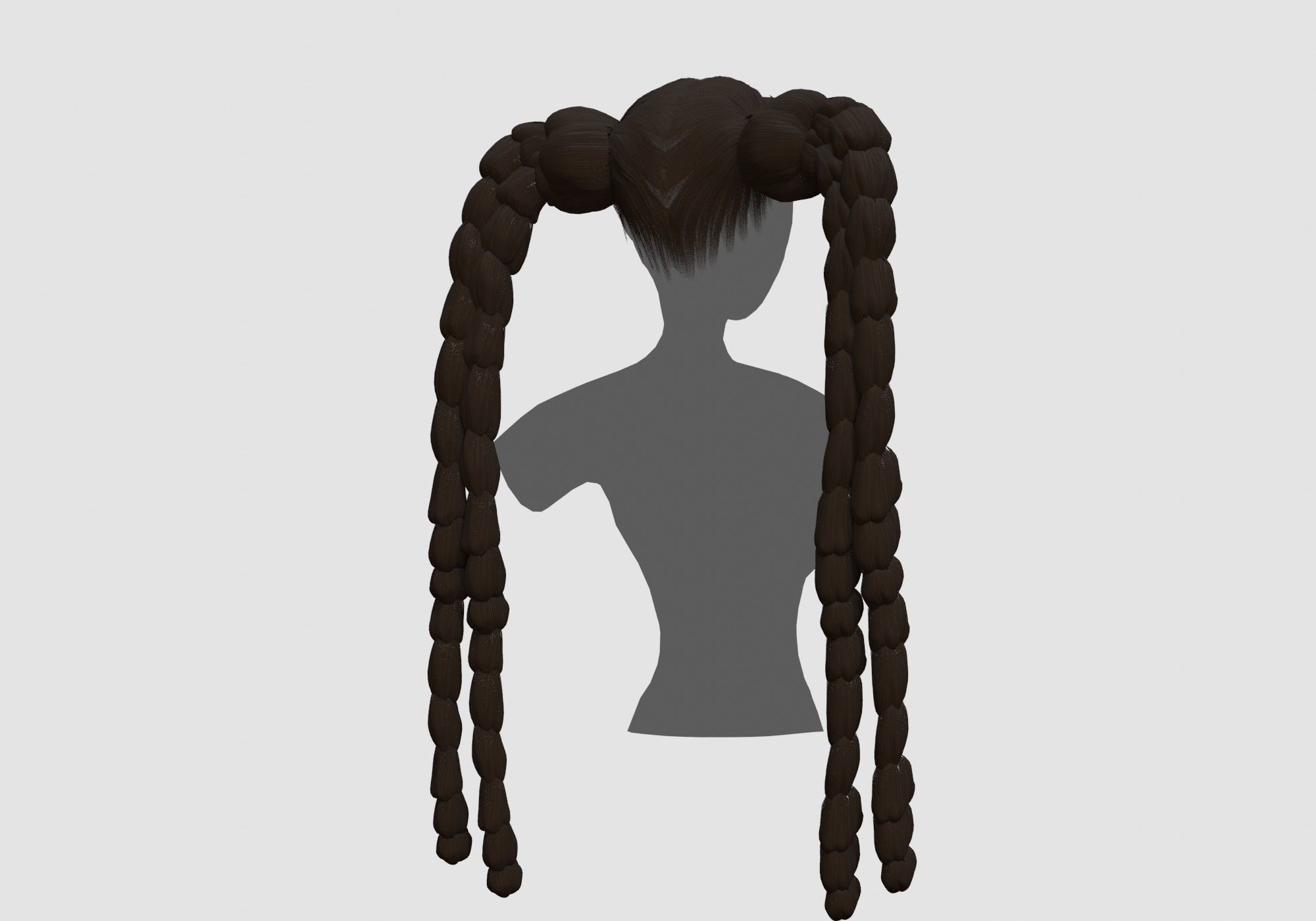 Female Long Hairstyle 3D model_3