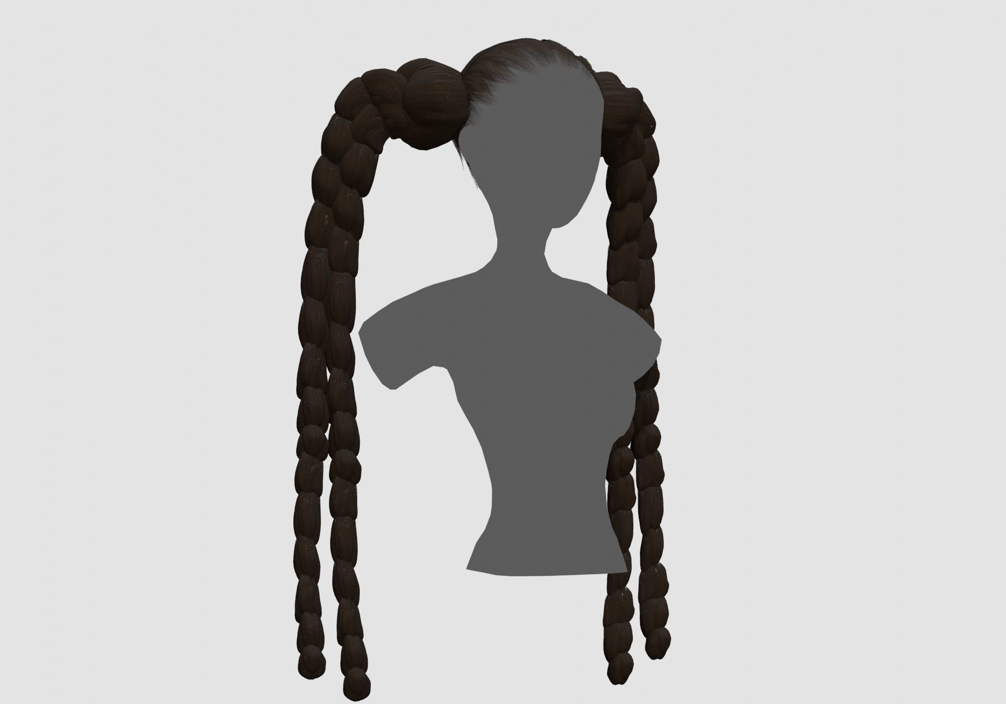 Female Long Hairstyle 3D model_1