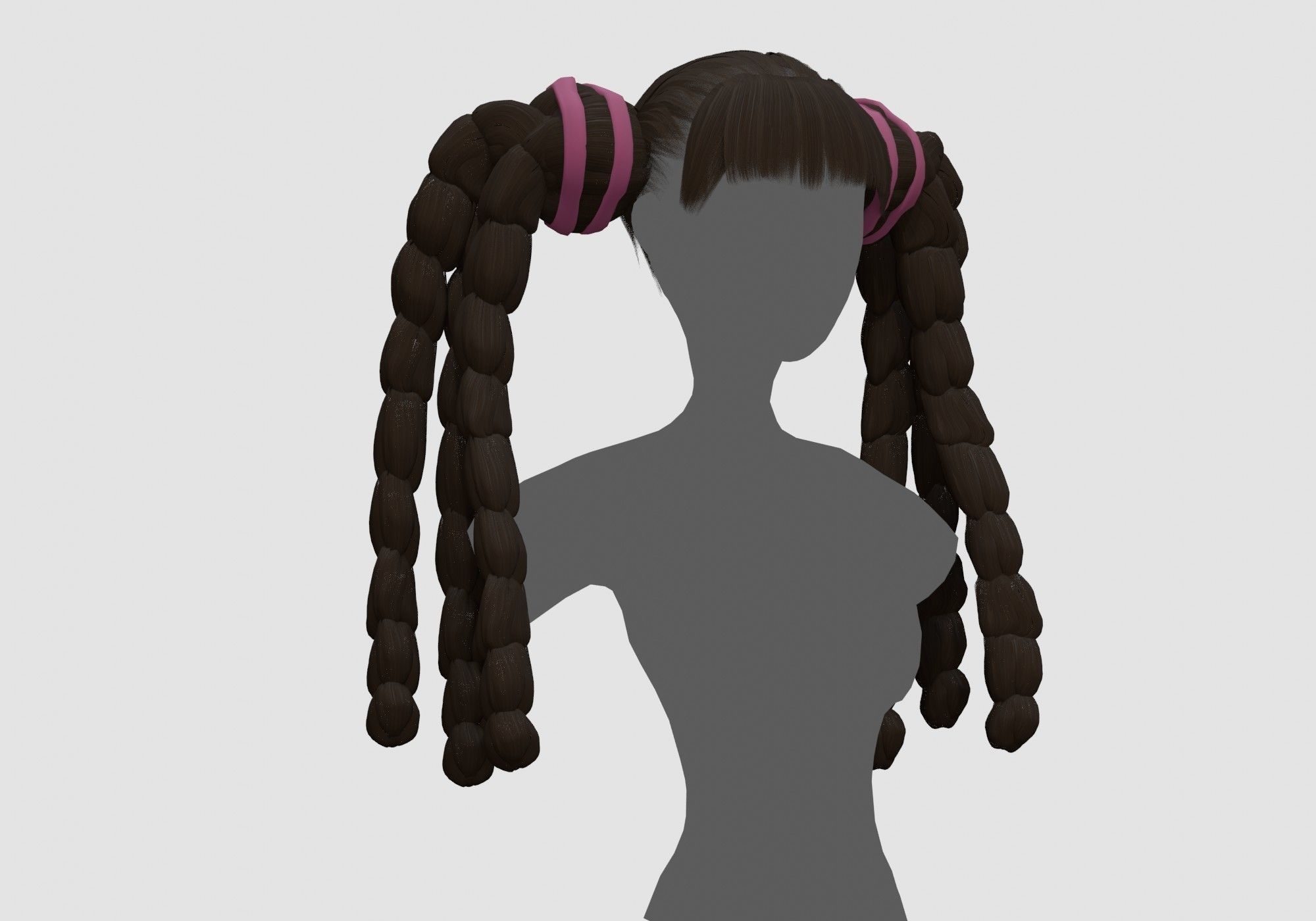 Cute Female Hairstyle 3D model_1