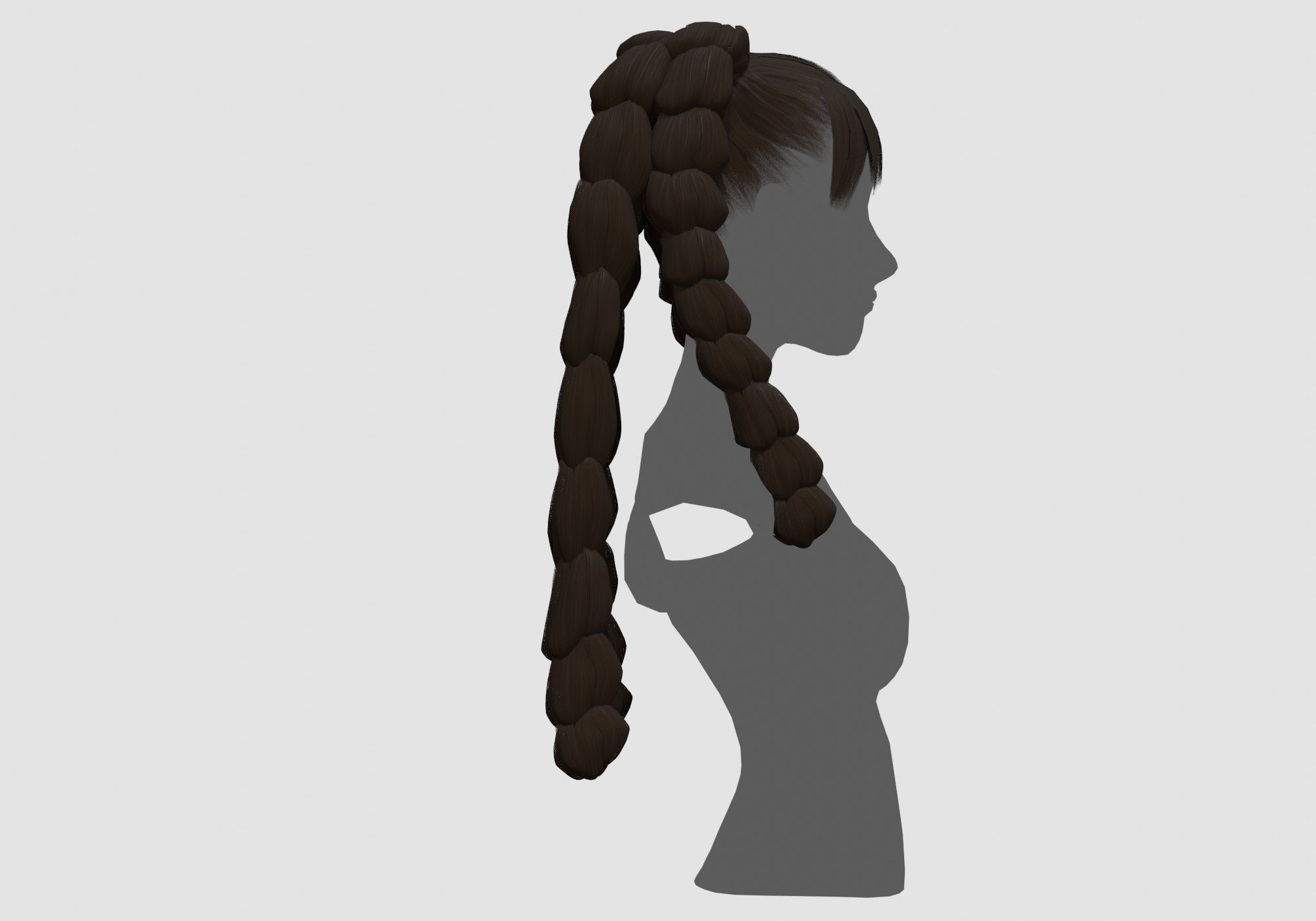 Bangs Ponytails Hairstyle  3D model_2