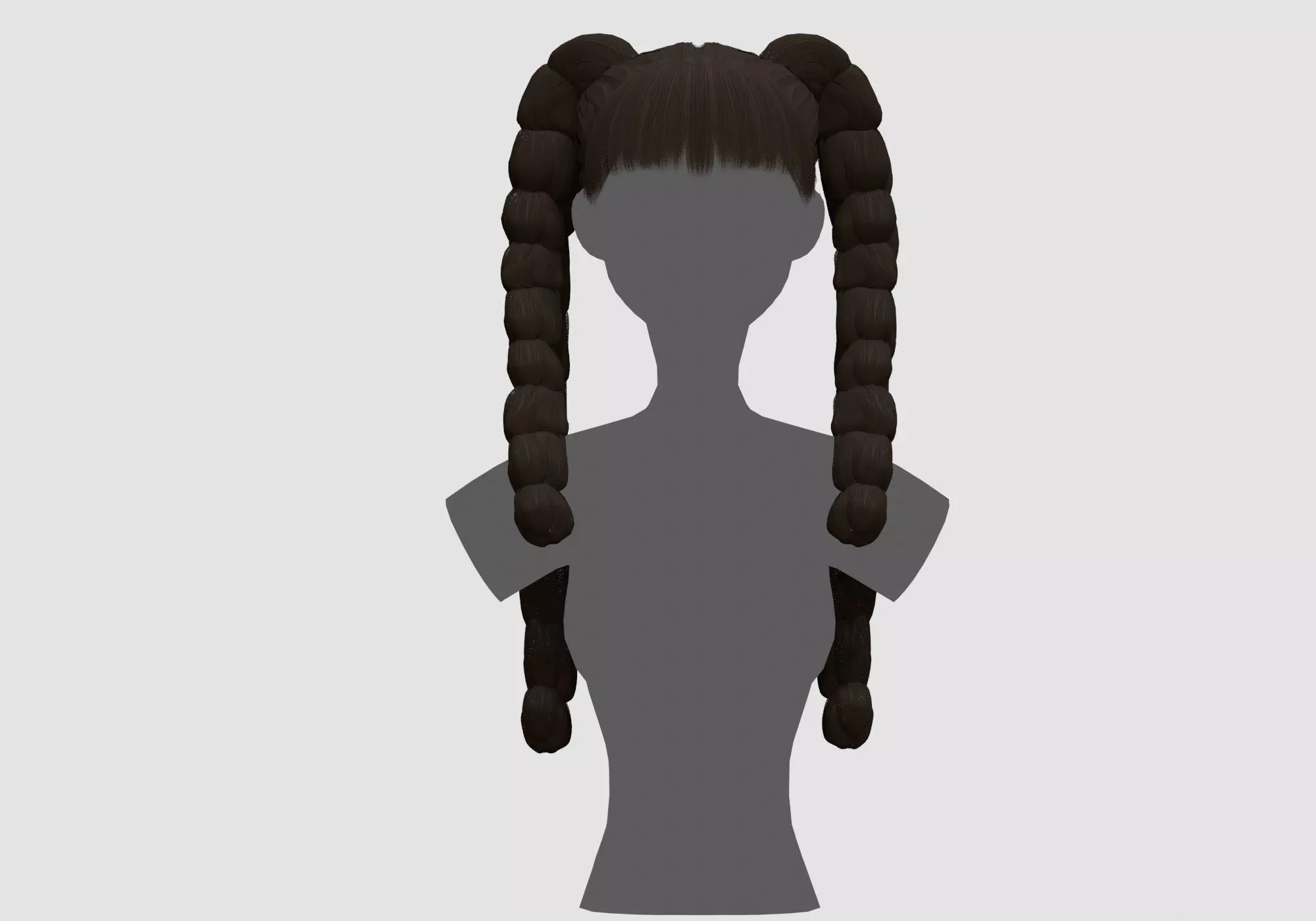 Bangs Ponytails Hairstyle  3D model_0
