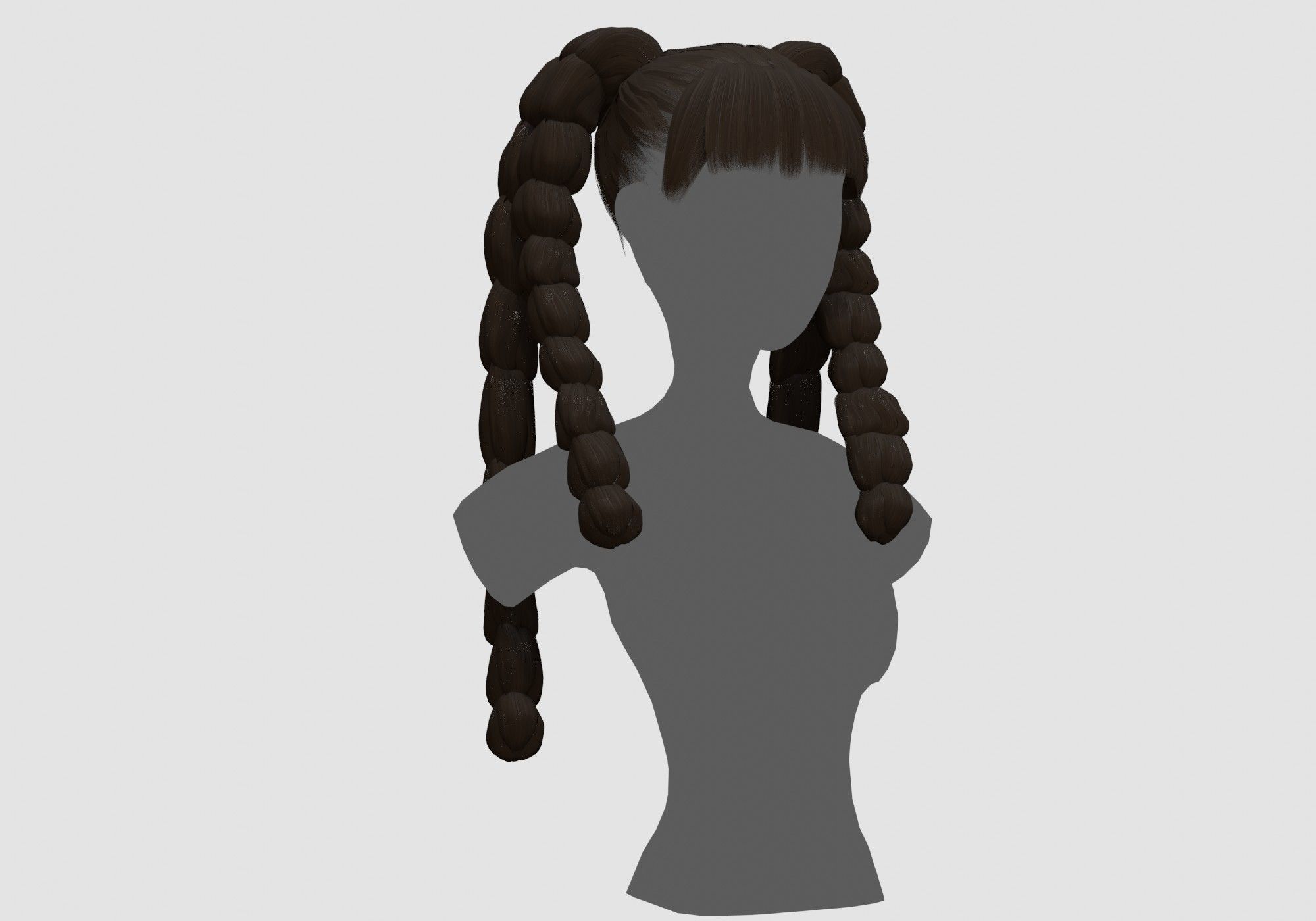 Bangs Ponytails Hairstyle  3D model_1