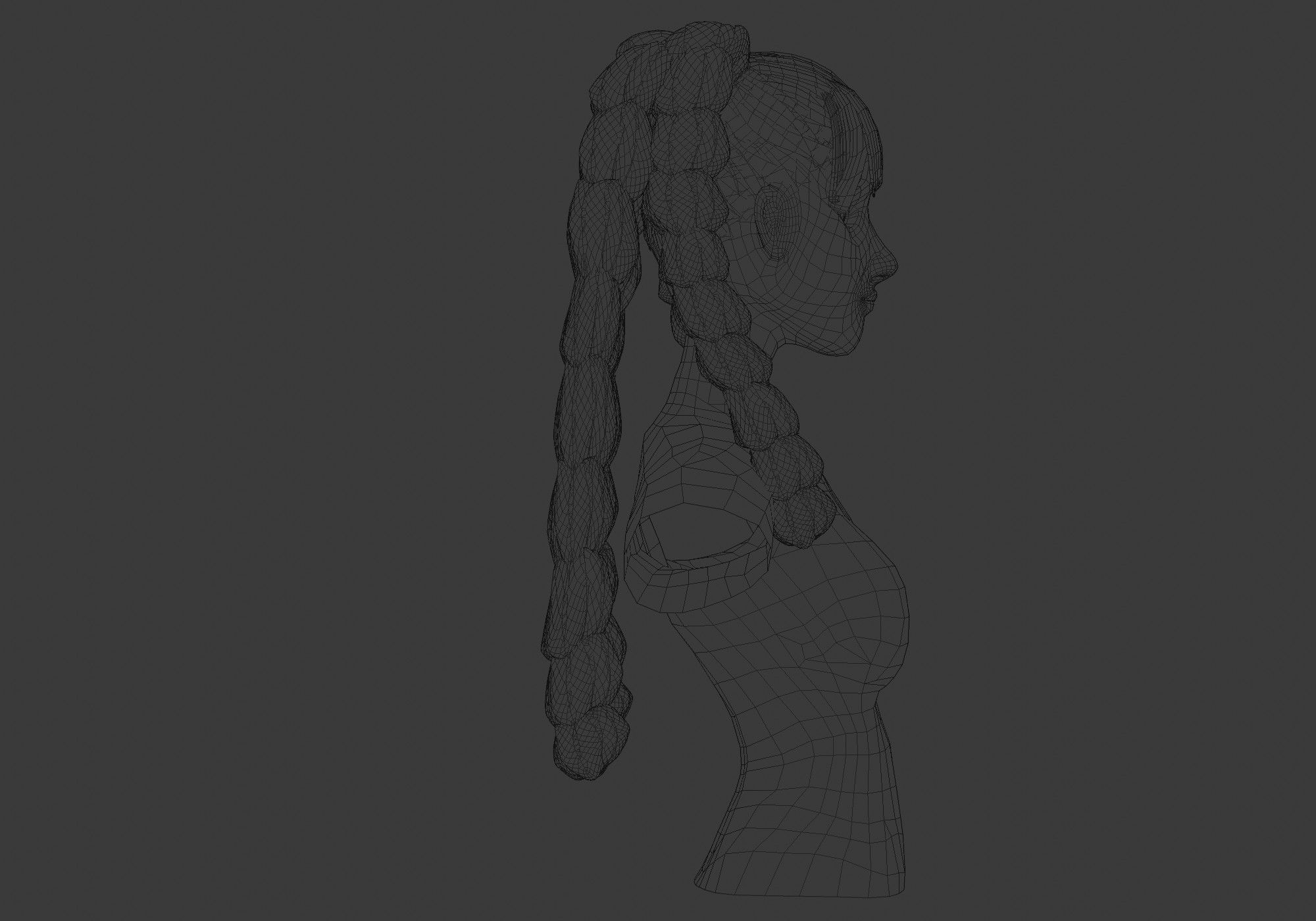 Bangs Ponytails Hairstyle  3D model_7