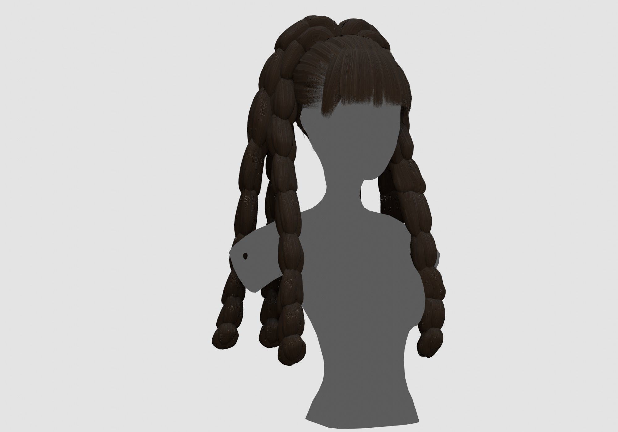 Bangs Female Hairstyle 3D model_1