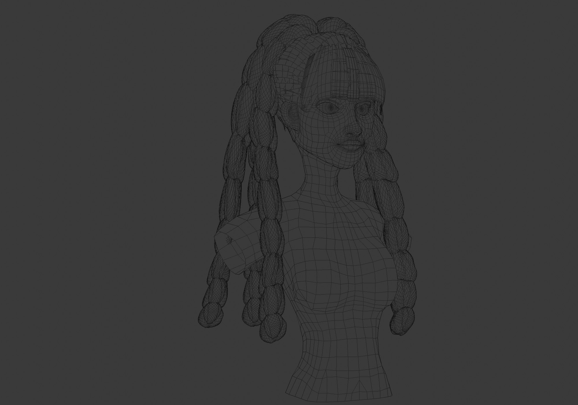 Bangs Female Hairstyle 3D model_6