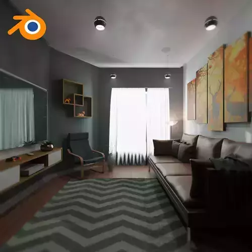Living Room Interior for Blender - Cycles Ready Free 3D model