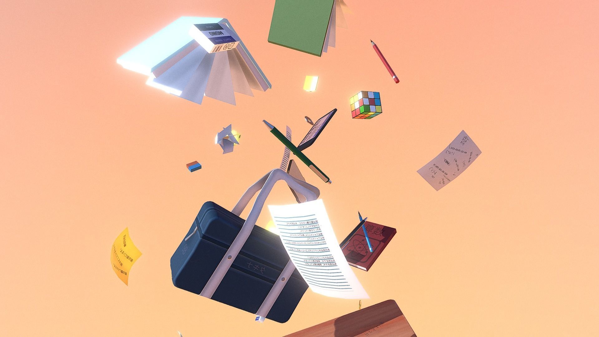 Chaotic Classroom Low-poly 3D model_6