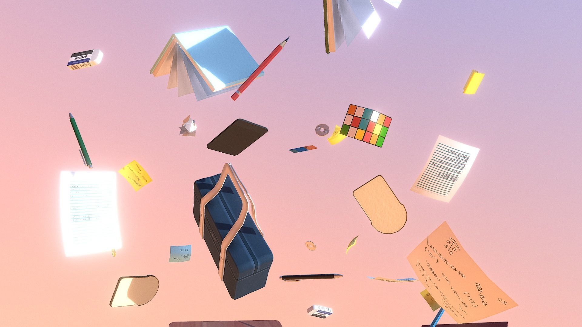 Chaotic Classroom Low-poly 3D model_8