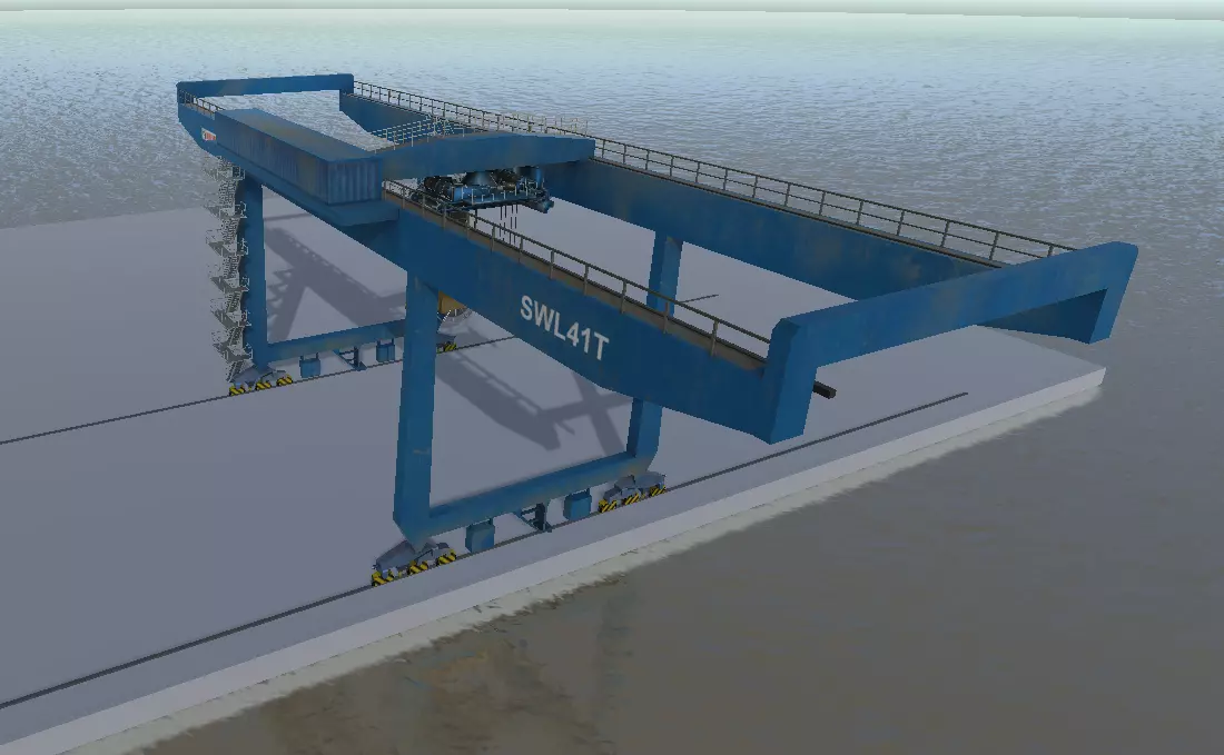 Kalmar rail mounted gantry container crane low-poly 3d model Low-poly 3D model