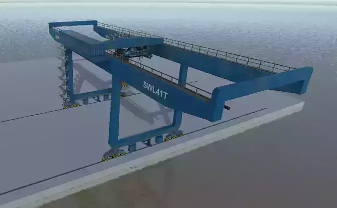 Kalmar rail mounted gantry container crane low-poly 3d model