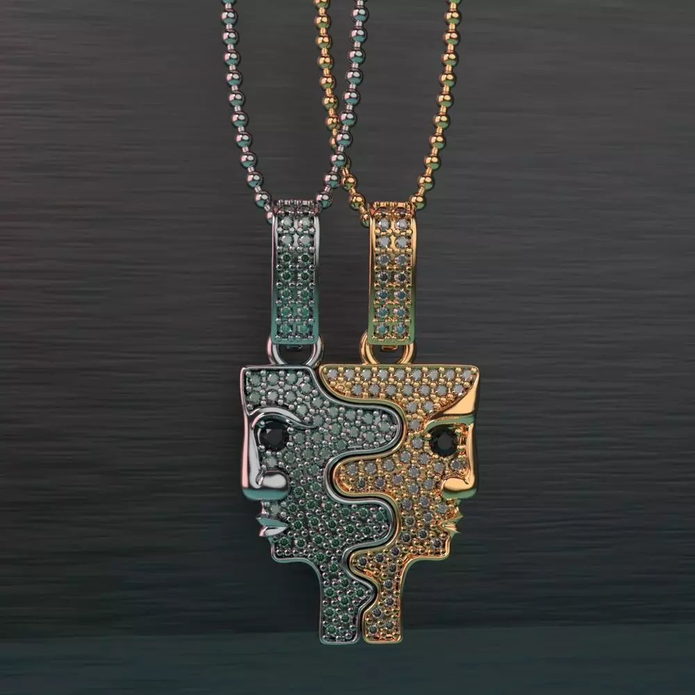 2 diamond faces pendants 3D print model