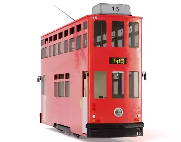 Hong Kong Tram 9 Different Colors np1 Low-poly 3D model