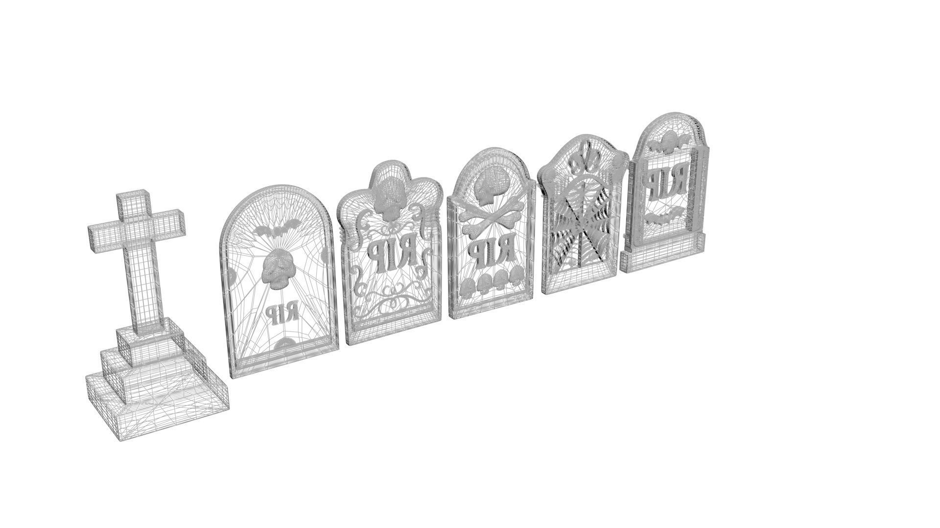 Gravestones Set 3D model_25