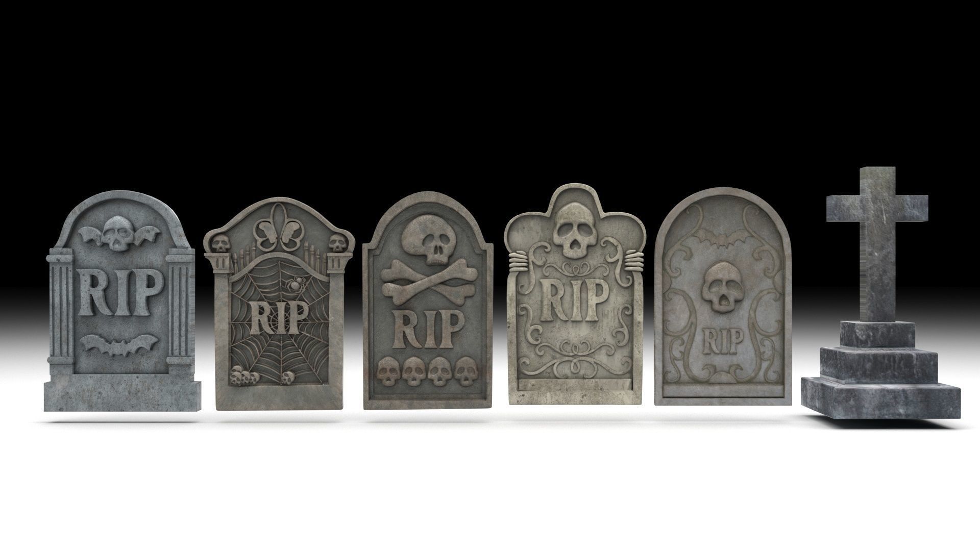 Gravestones Set 3D model_9