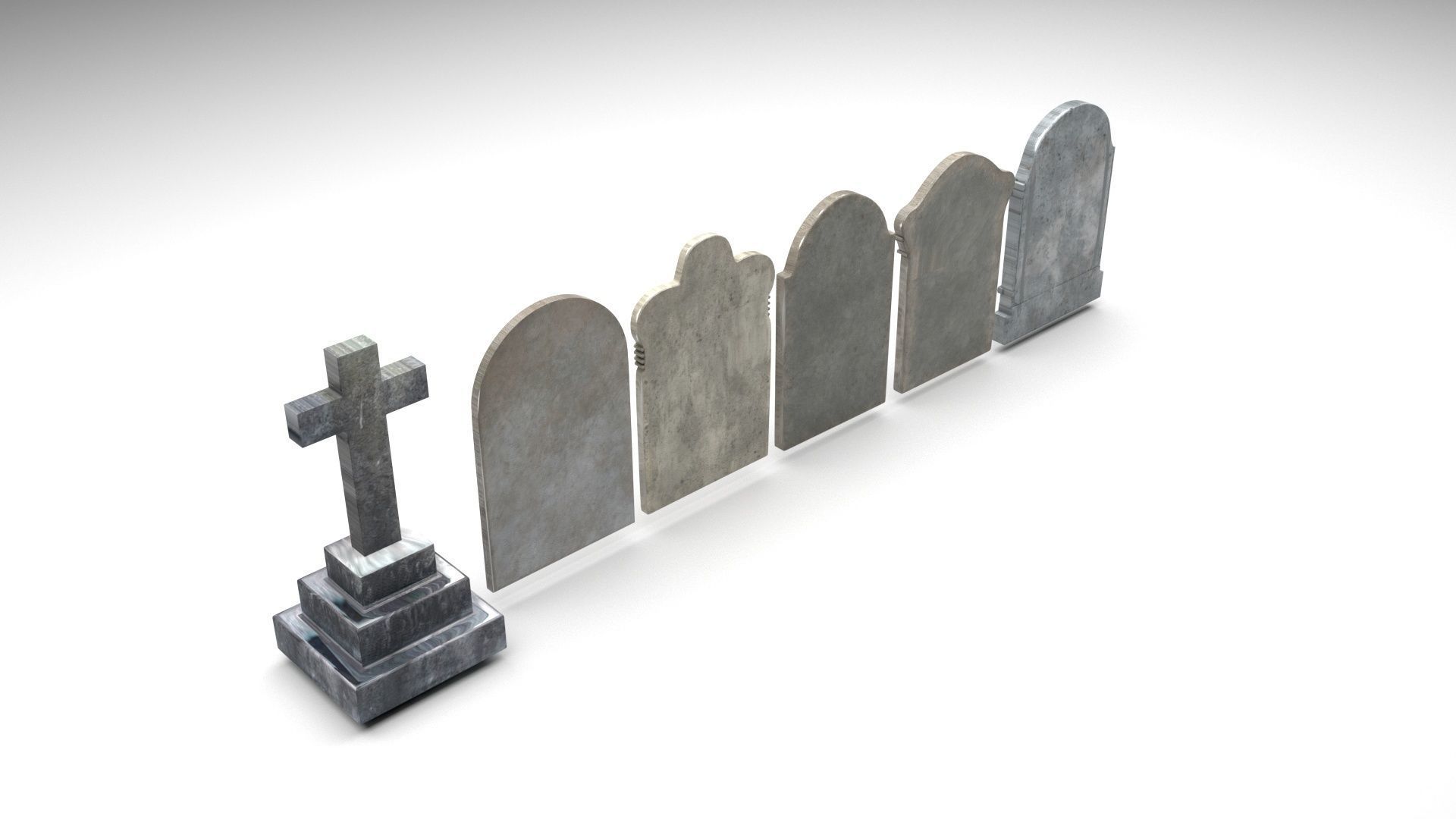 Gravestones Set 3D model_2