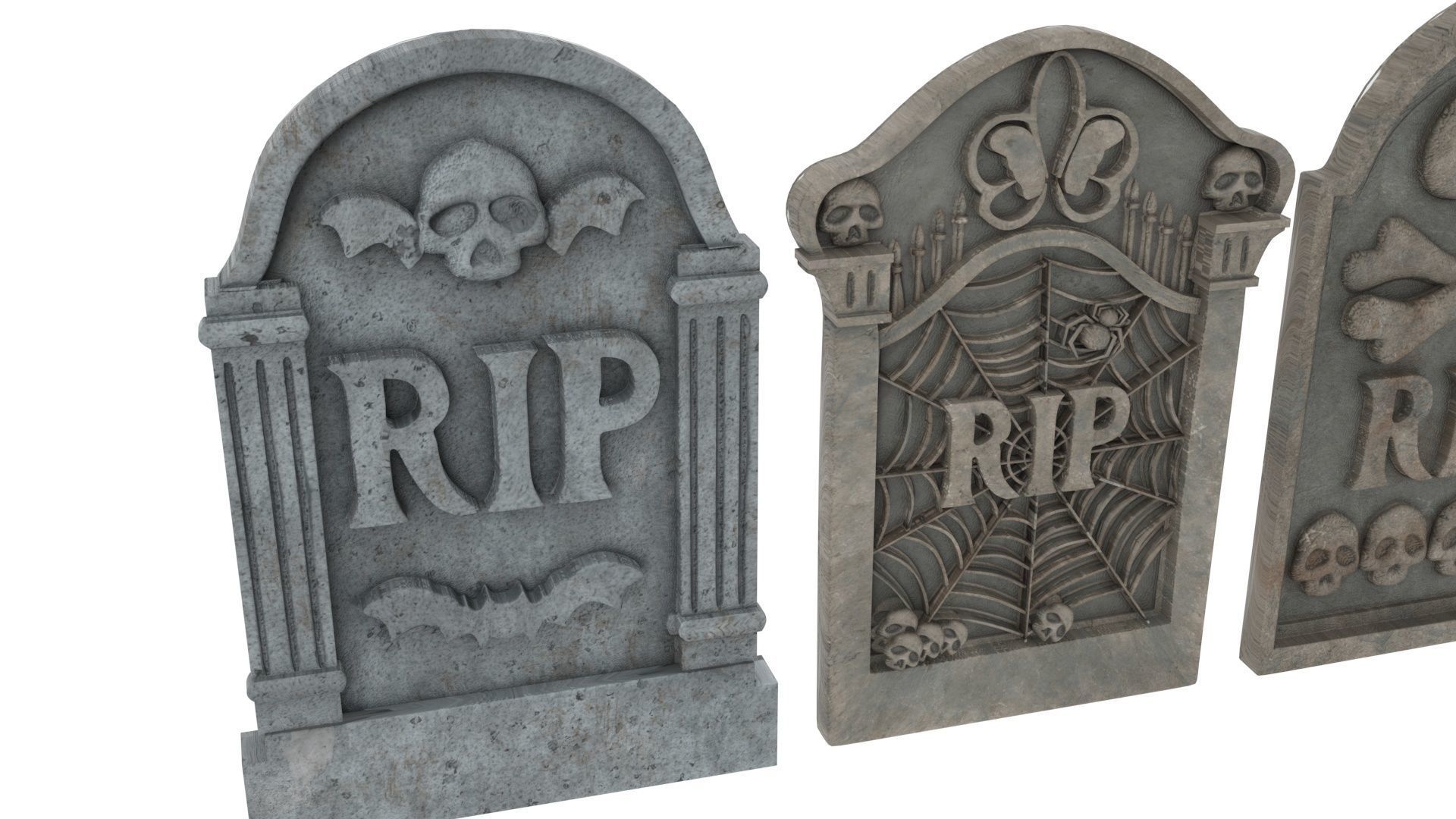 Gravestones Set 3D model_17