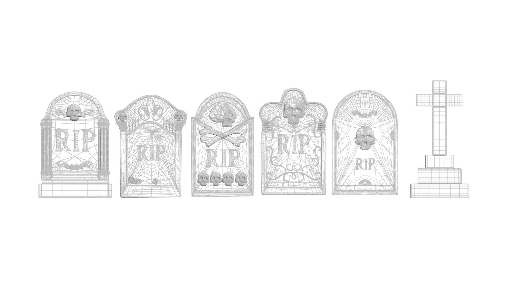 Gravestones Set 3D model_30