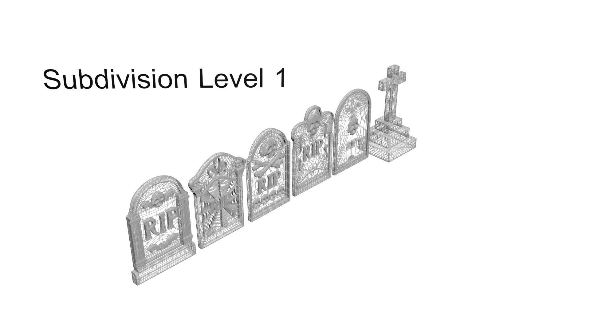 Gravestones Set 3D model_31
