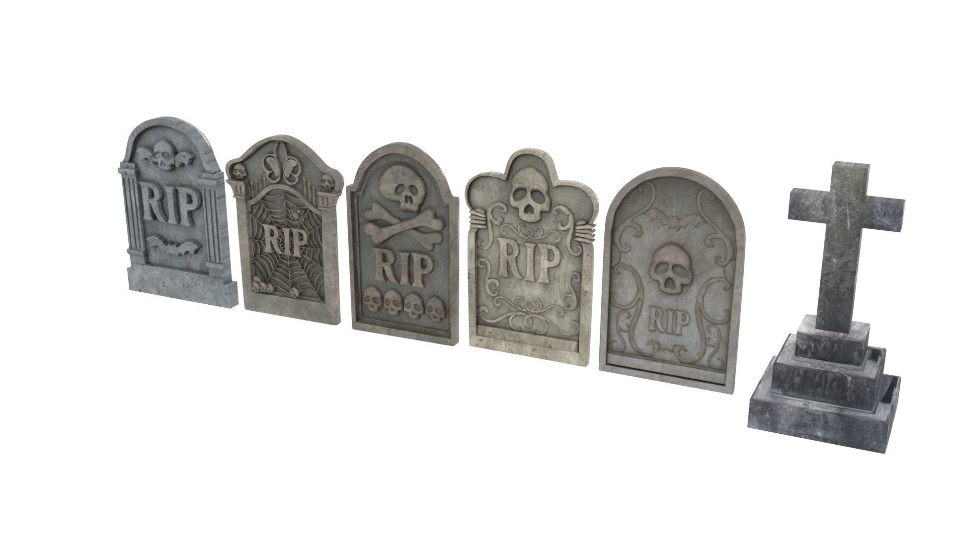 Gravestones Set 3D model_14