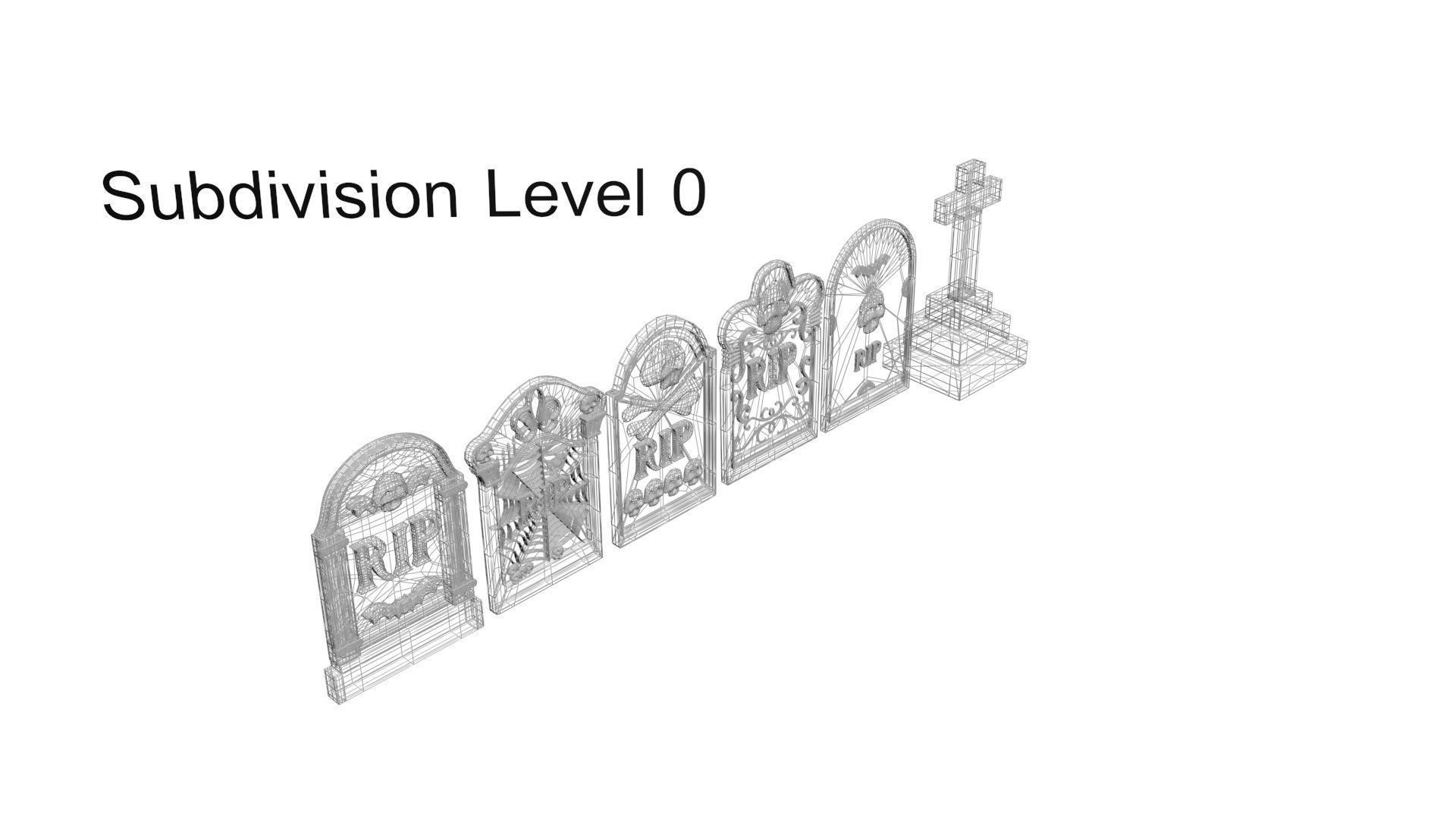 Gravestones Set 3D model_32