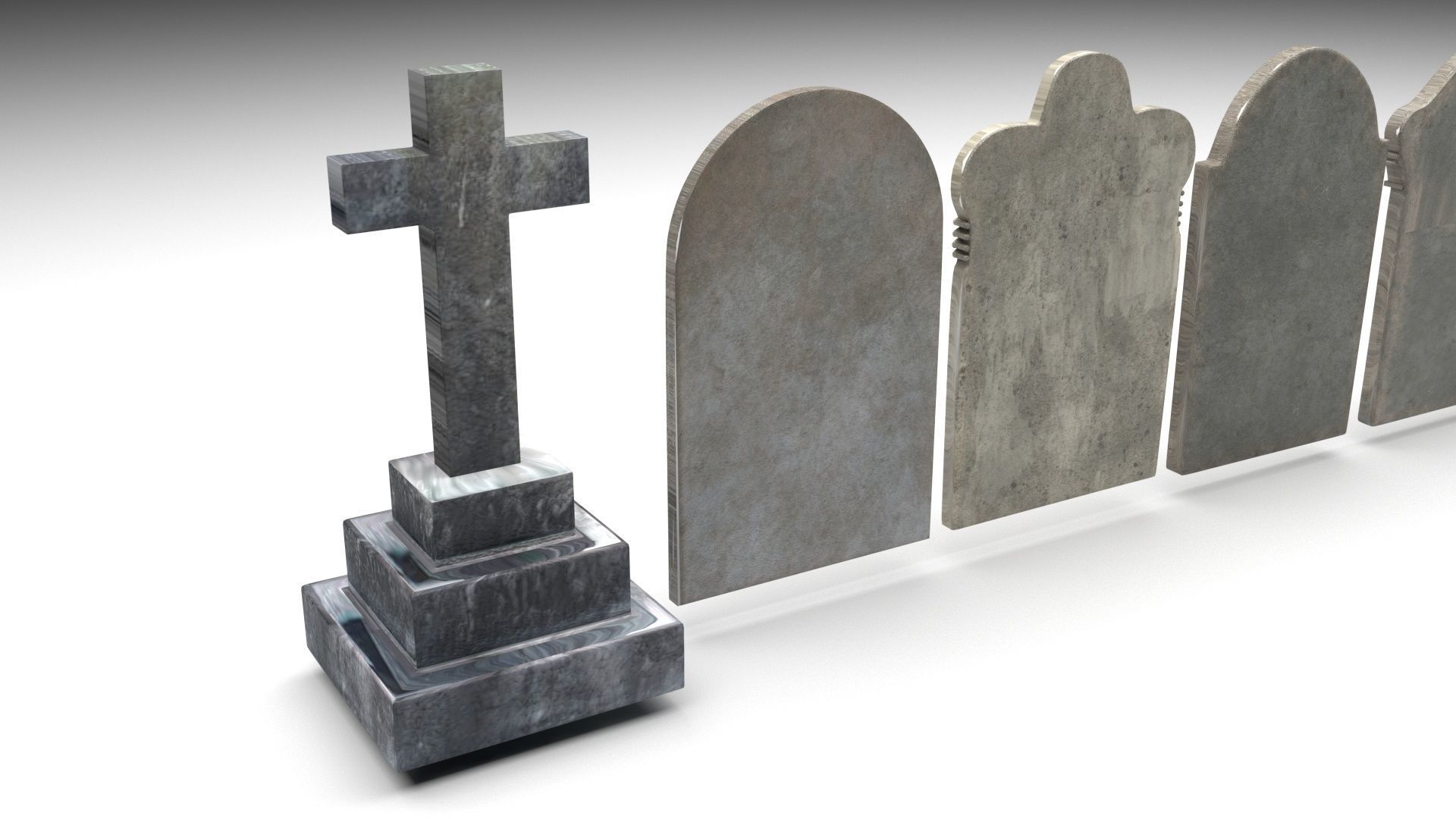 Gravestones Set 3D model_7