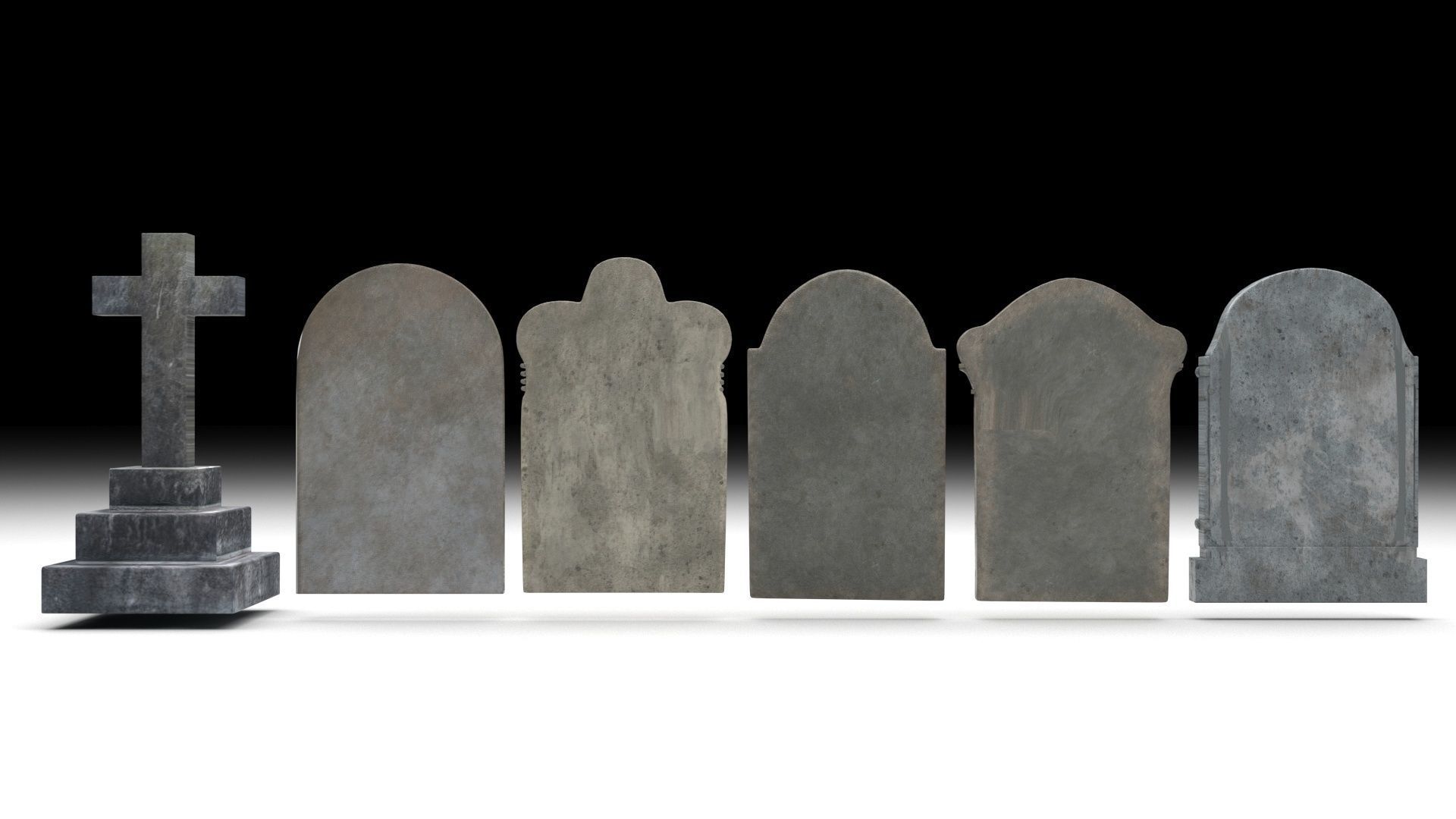 Gravestones Set 3D model_10